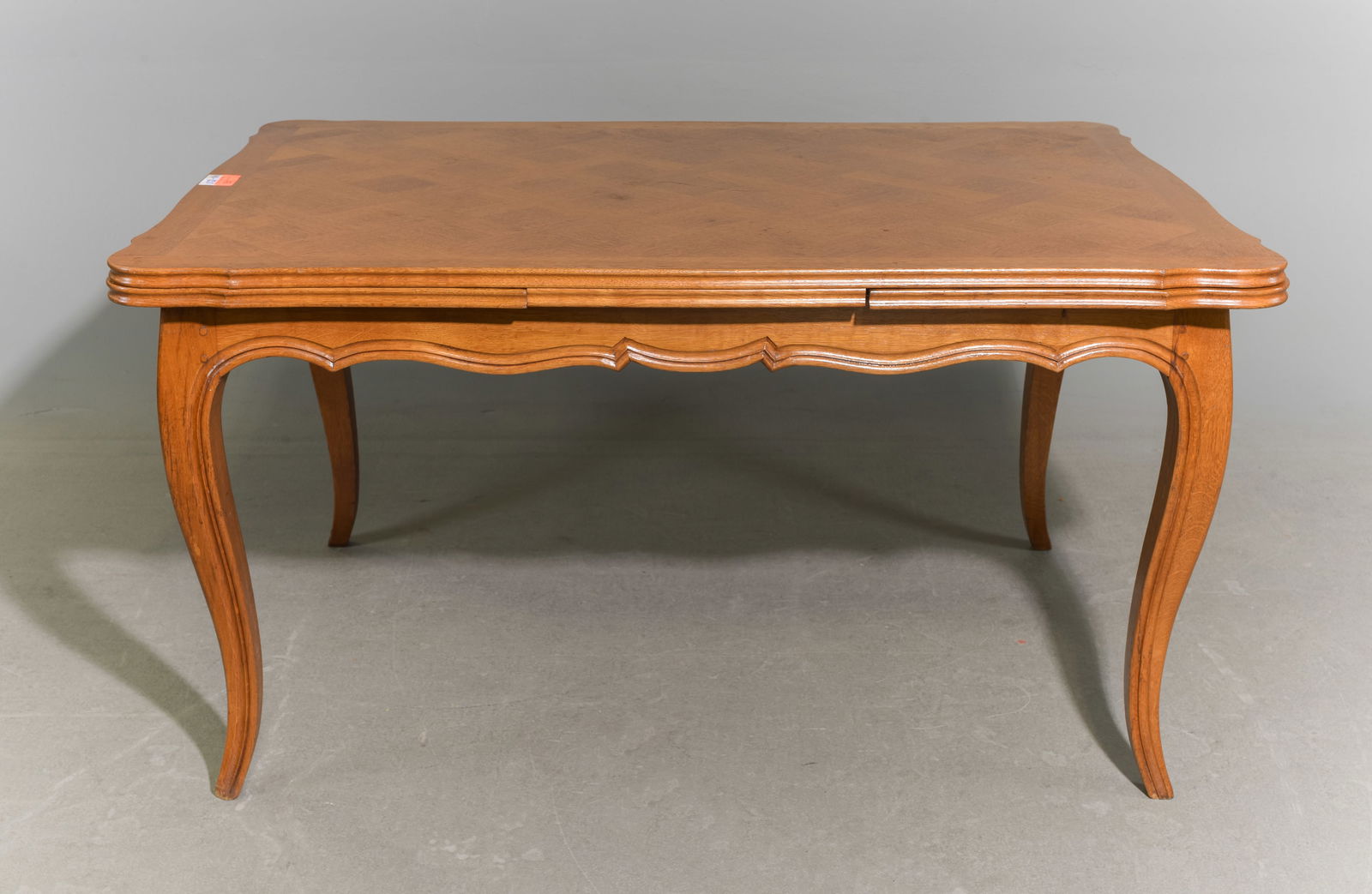 Louis XV Style Oak Parquet Top Draw Leaf Table (1 of 4)