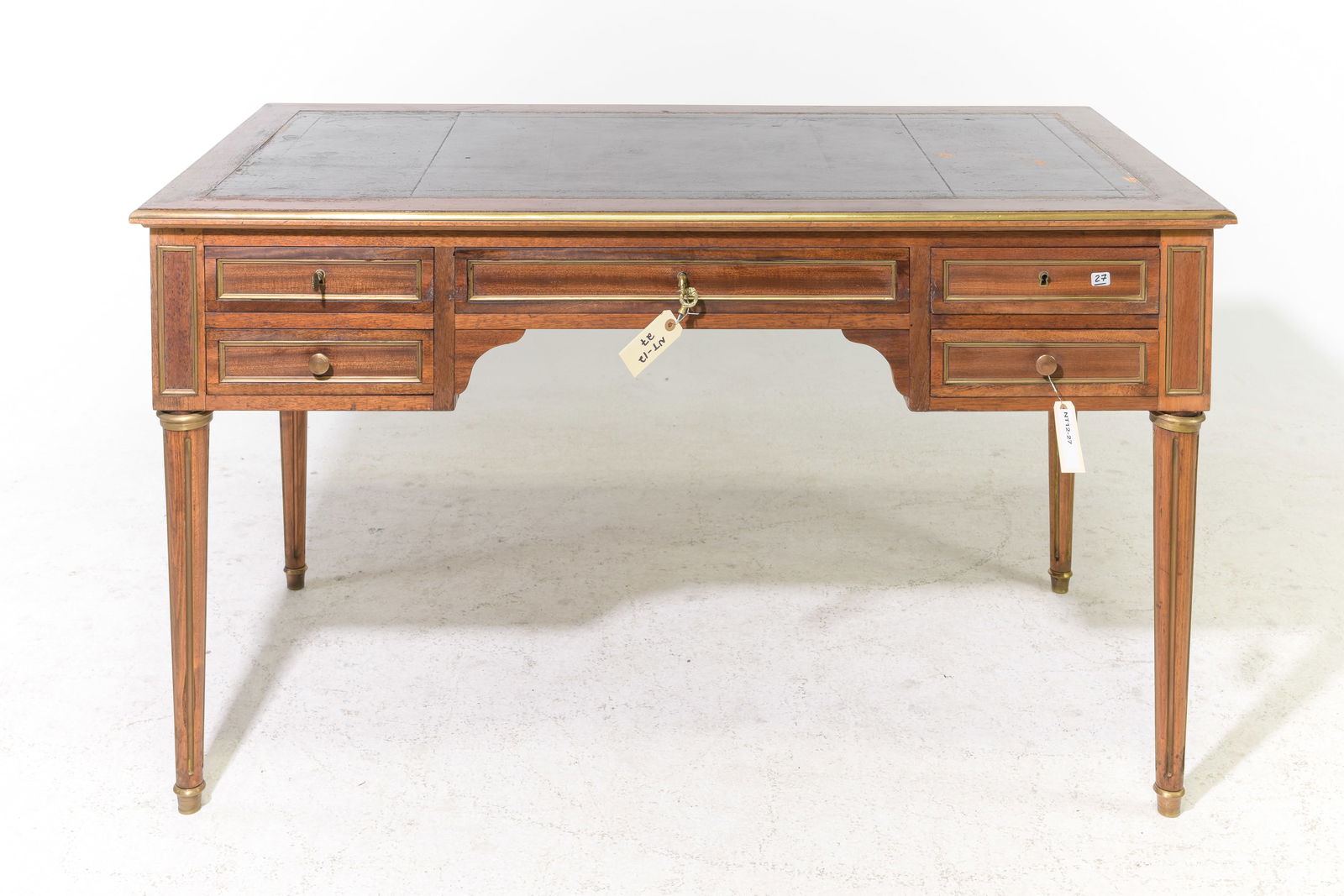 Louis XVI Style Leather Top Mahogany Desk (1 of 5)