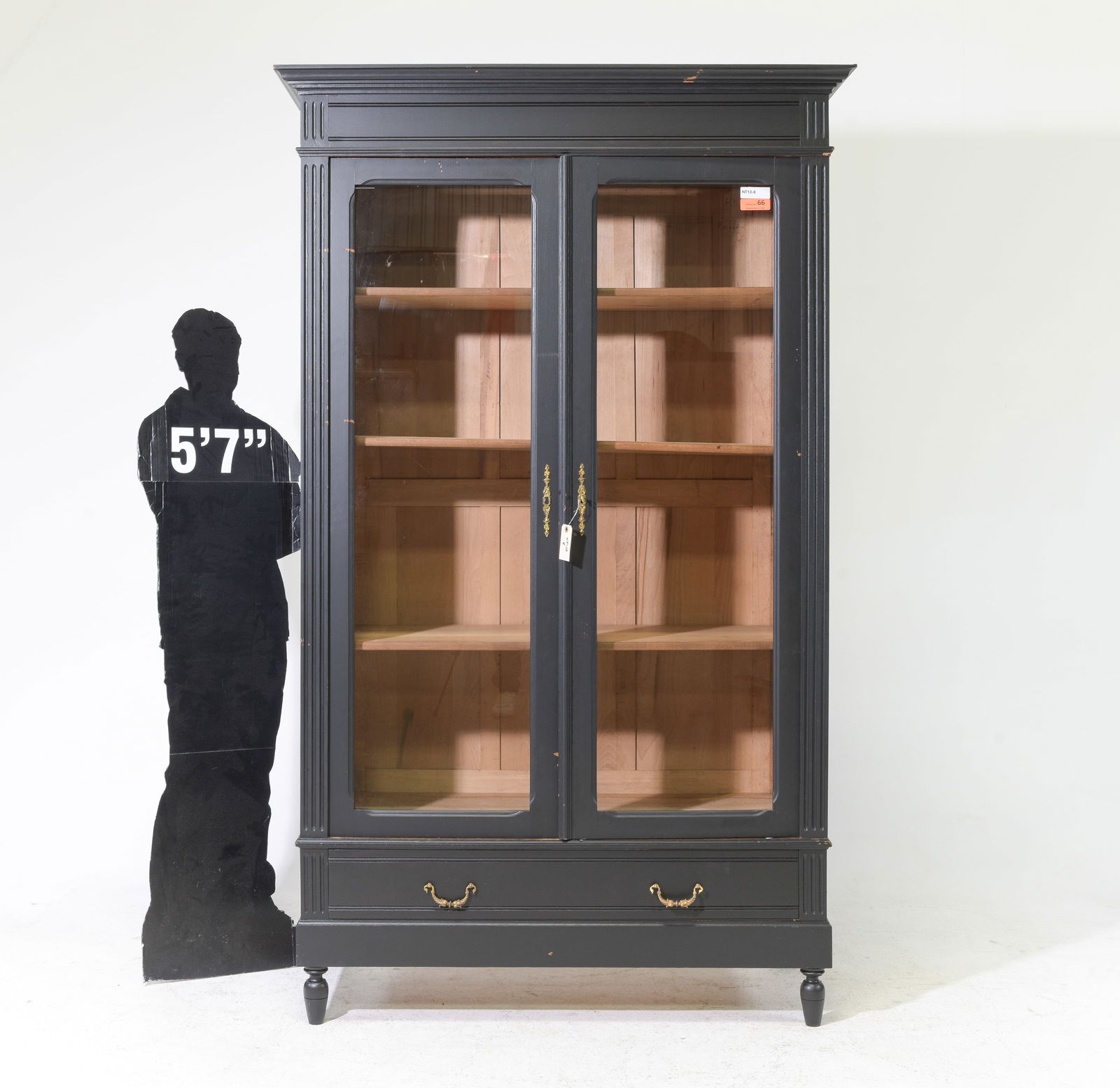 French Painted Double Door Bookcase: French Painted Double Door Bookcase / Cupboard with Drawer - 86 in tall x 52 x 21