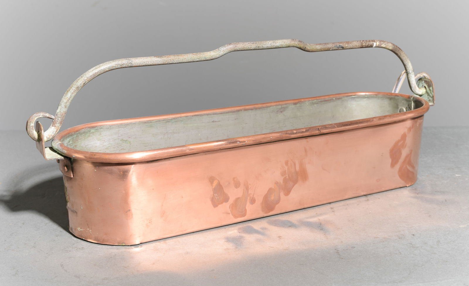 French Copper Fish Steamer / Kettle #2: French Copper Fish Steamer / Kettle - 4.75 in tall x 22 x 6.5