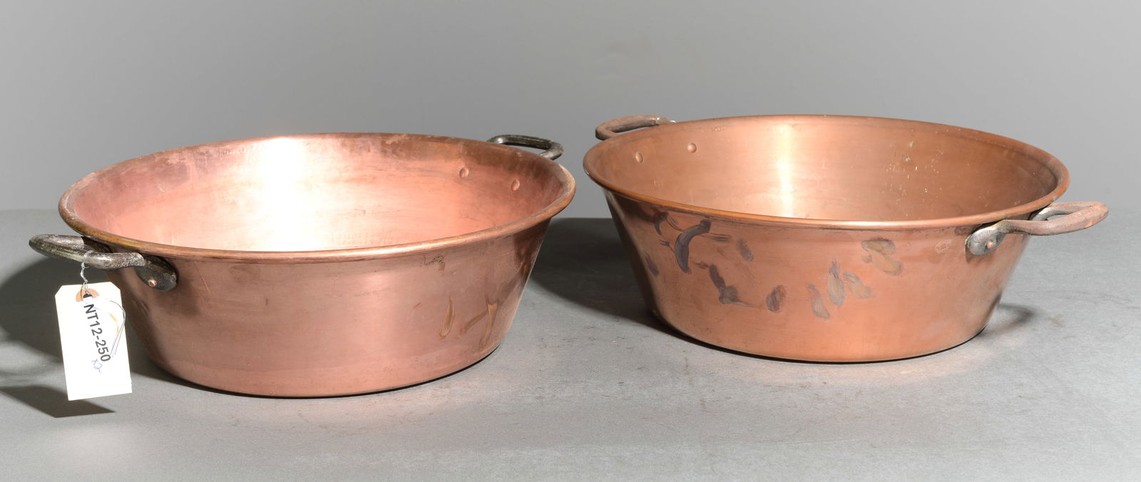 2 French Copper Jam Pans: 2 French Copper Jam Pans - 5 in tall x 18.5 x 15 each