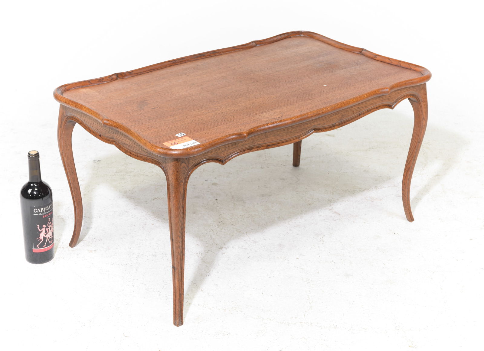 Louis XV Style Oak Coffee Table: French Louis XV Style Oak Coffee Table - 16 in tall x 35.5 x 22