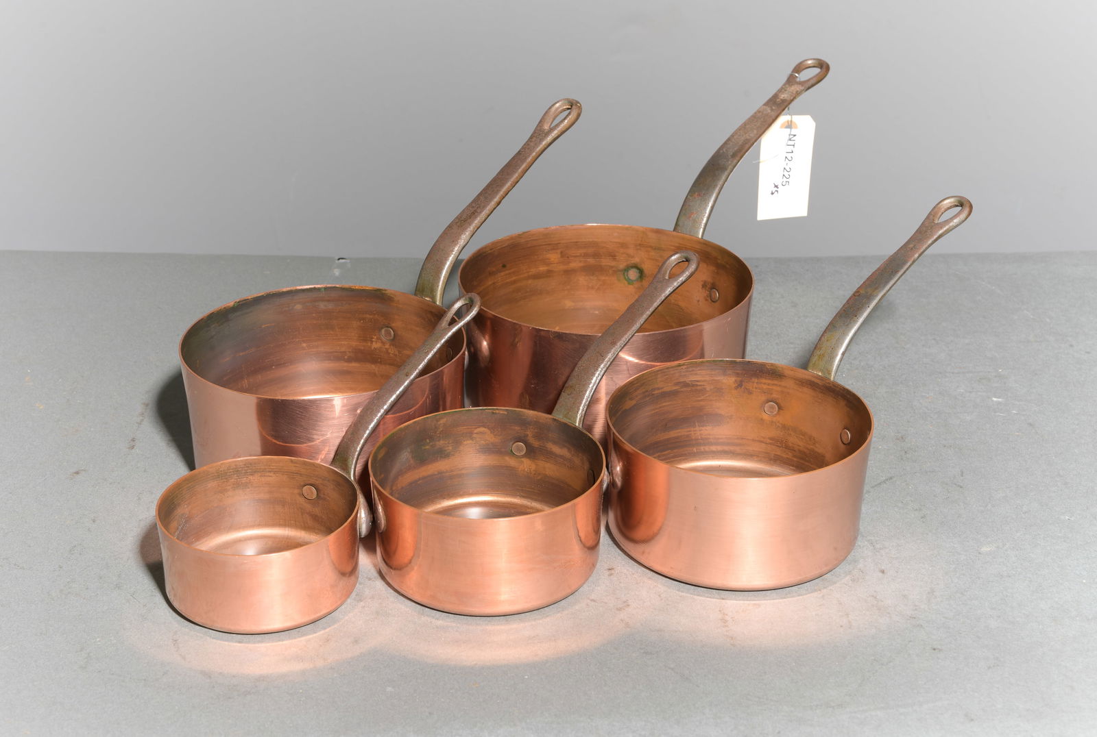 French Set of 5 Graduated Copper Sauce Pans #1 (1 of 3)