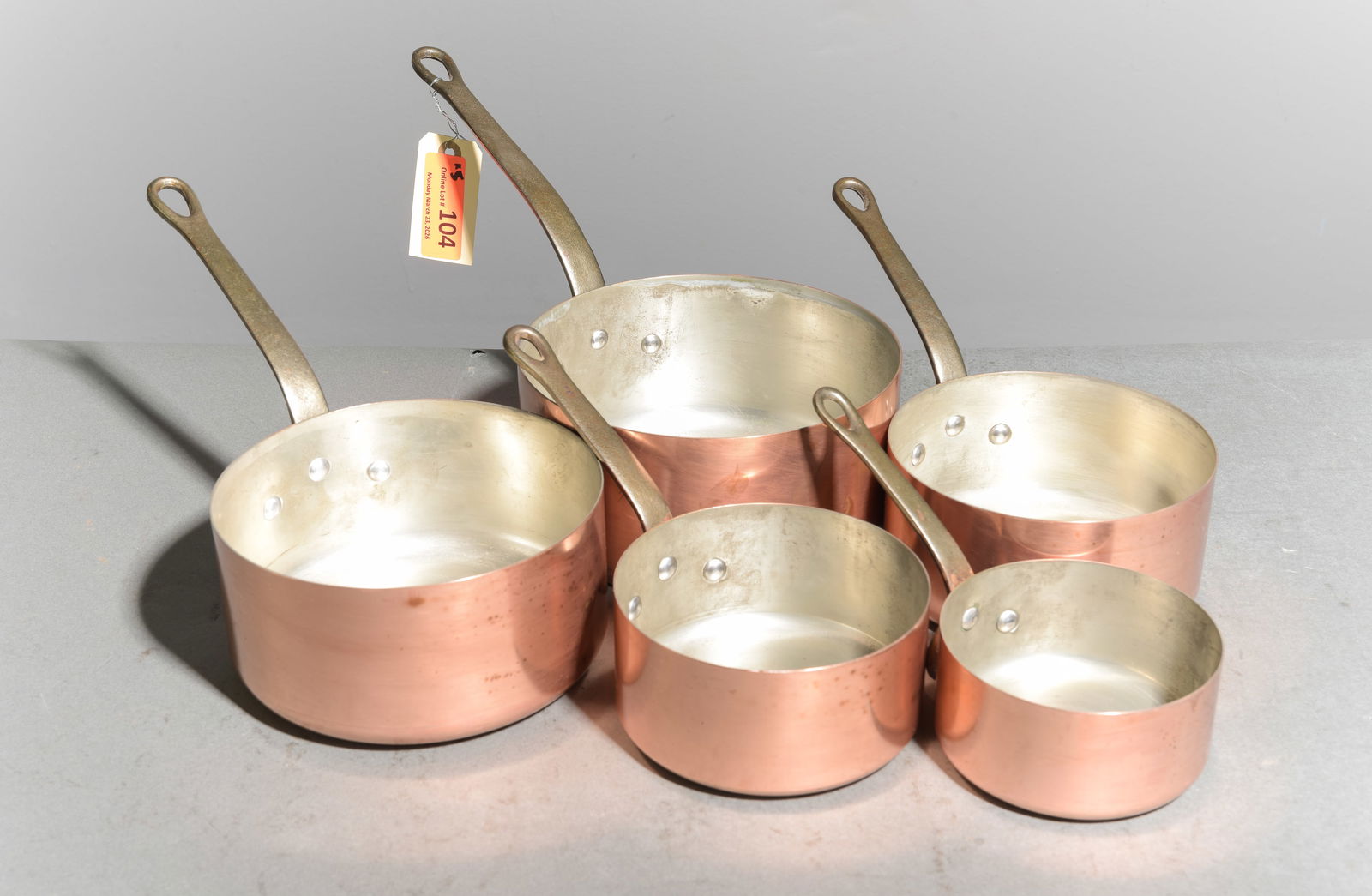 French Set of 5 Graduated Copper Sauce Pans #2 (1 of 4)