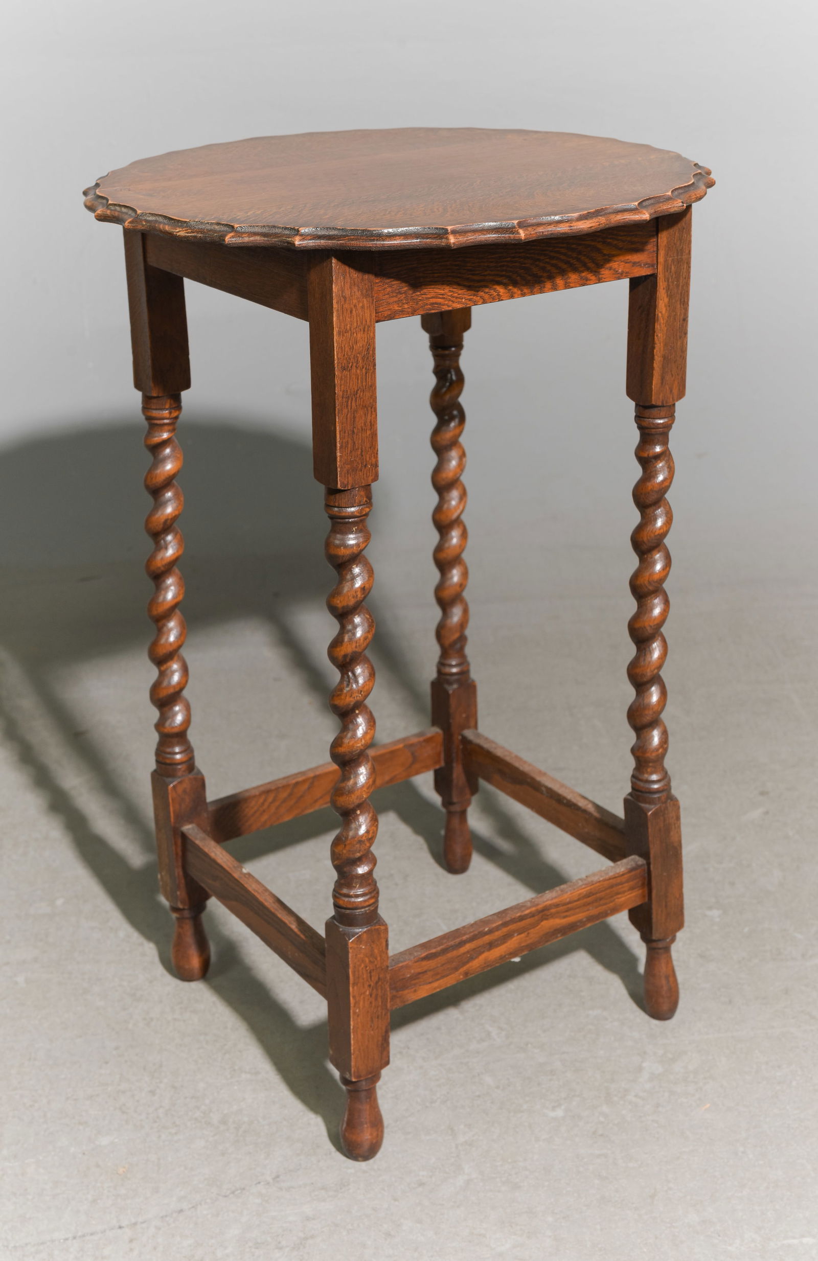 British Oak Barley Twist Round Lamp Table (1 of 3)