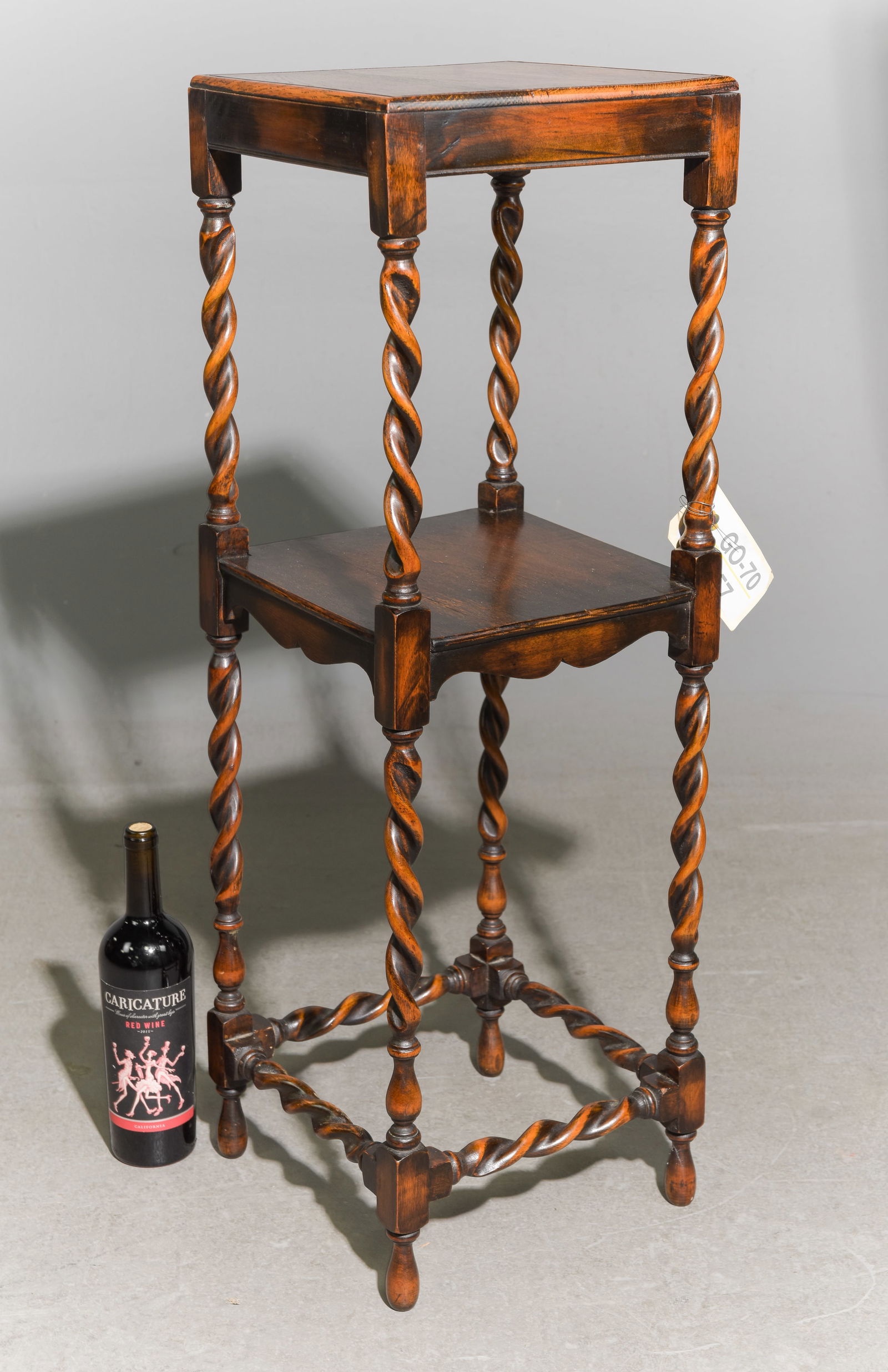 British Oak Barley Twist Two Tier Plant Stand: British Oak Barley Twist Two Tier Plant Stand / Table - 36 in tall x 12 x 12