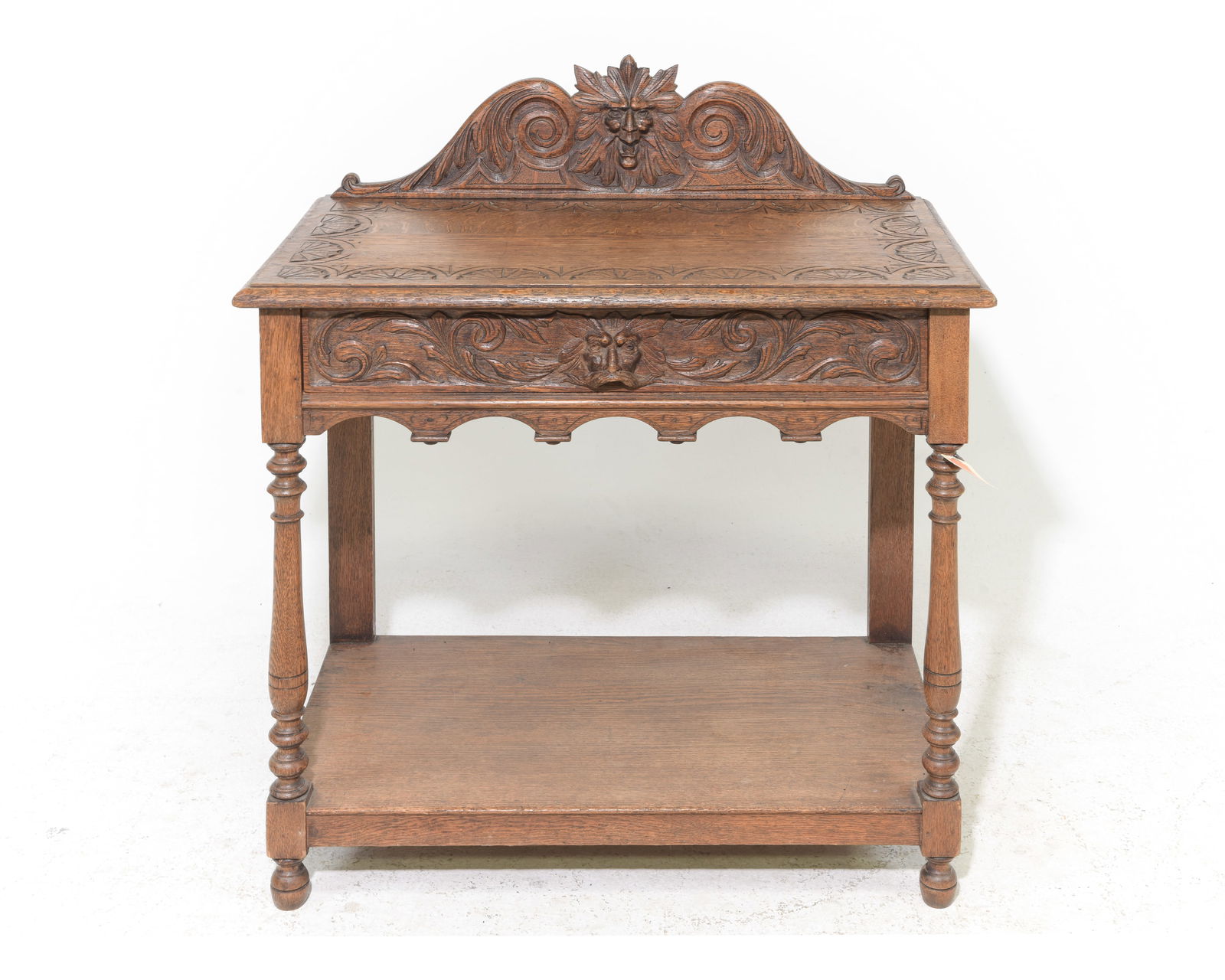 Briths Carved Oak Single Drawer Hall Table (1 of 5)