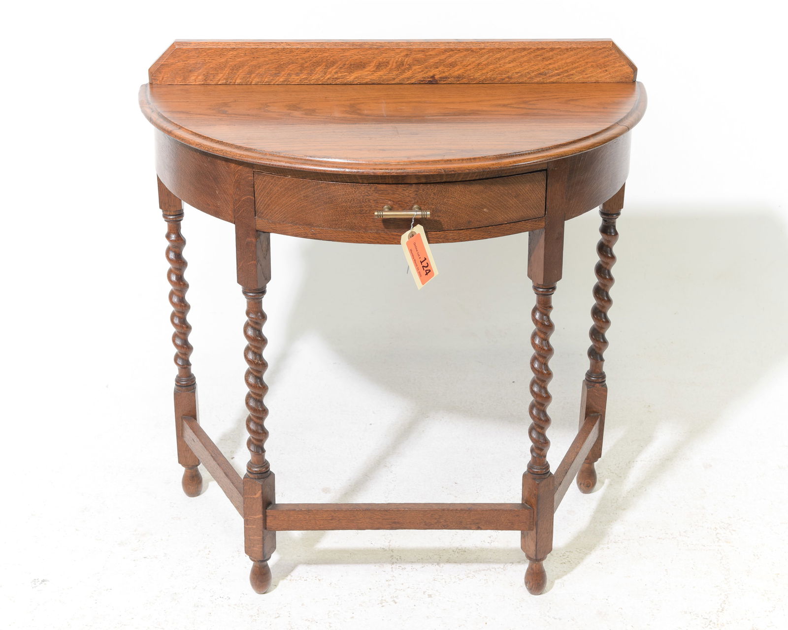 British Oak Barley Twist Demilune Hall Table (1 of 2)