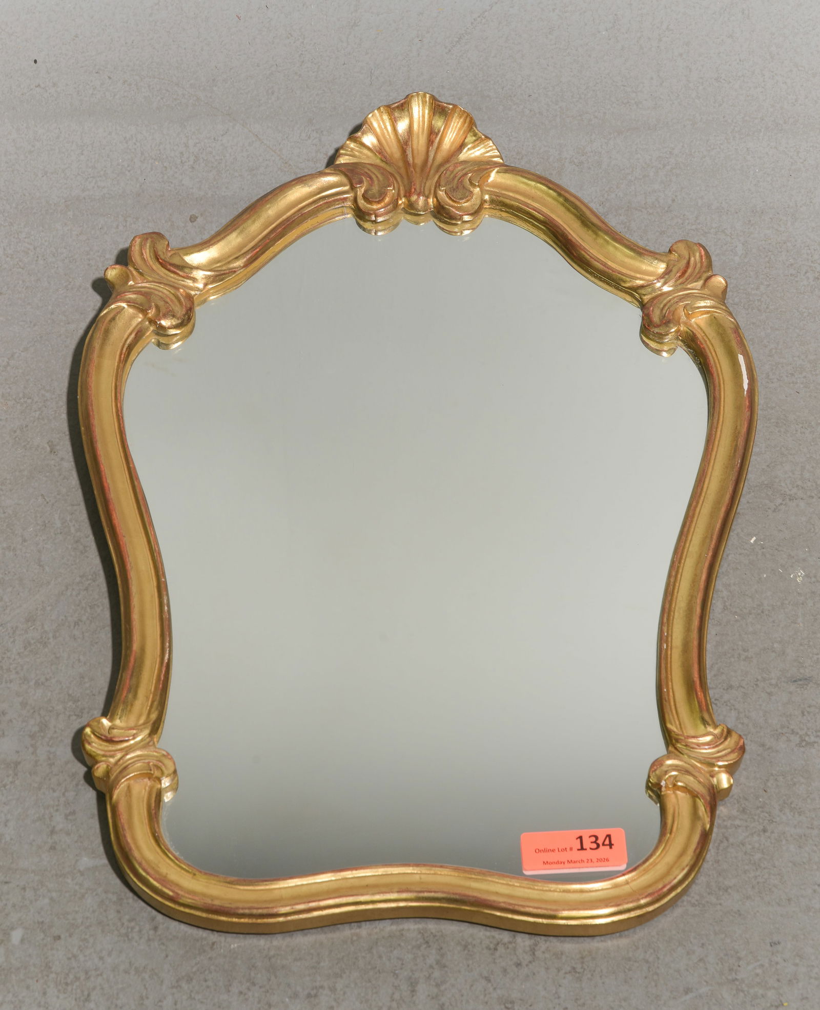 Louis XV Style Gold Framed Mirror: French Louis XV Style Gold Framed Mirror - 24.5 in tall x 18.5 x 1