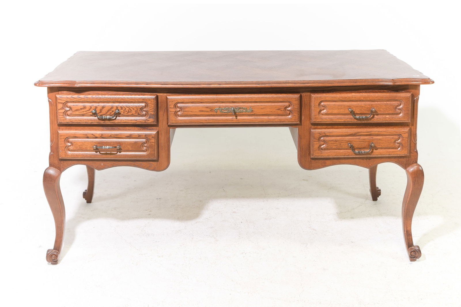 Louis XV Style Oak Desk with Five Drawers (1 of 4)