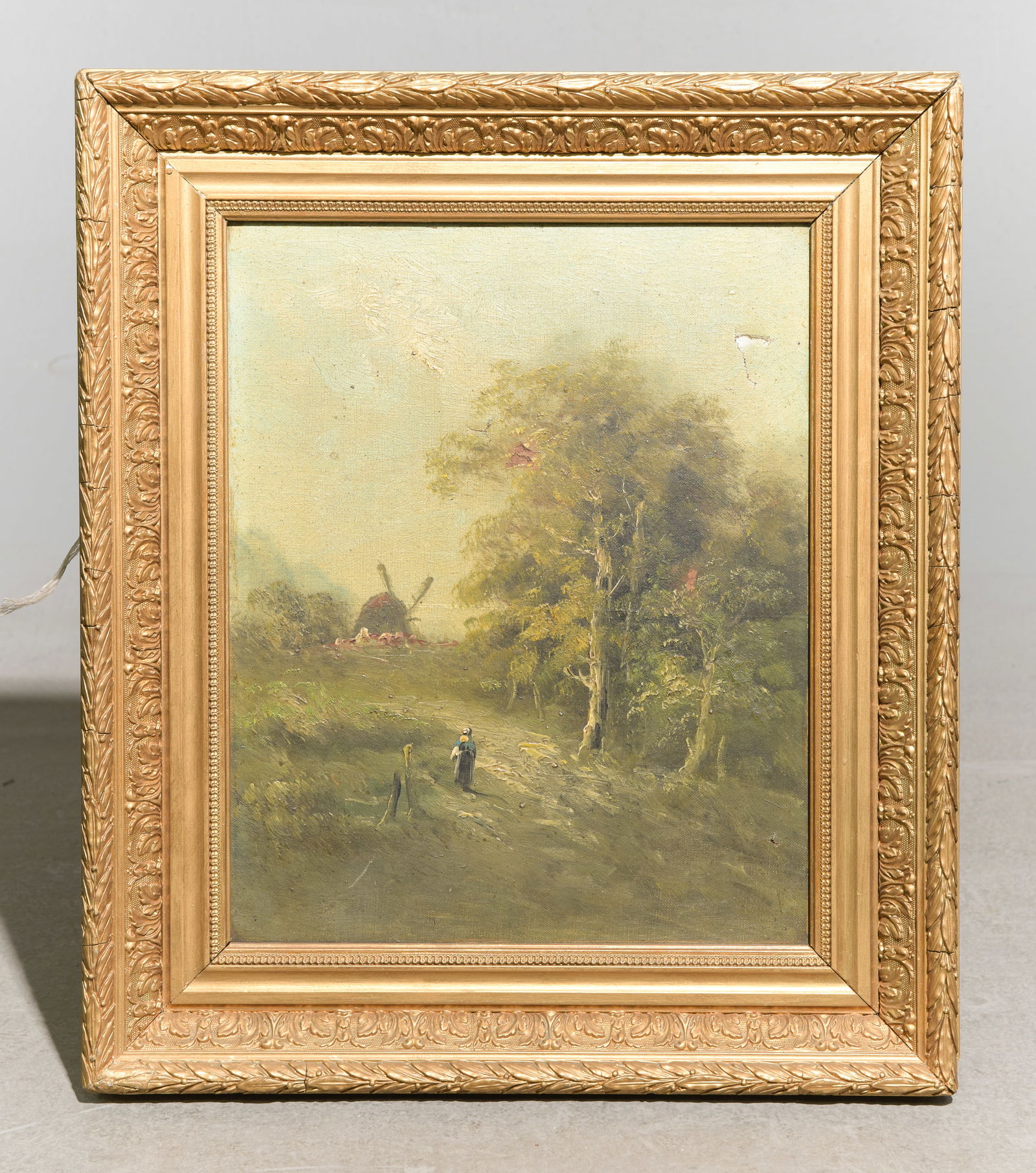 Gold Framed Oil on Canvas Small Landscape: Gold Framed Oil on Canvas Small Landscape - 22 in tall x 19 x 2