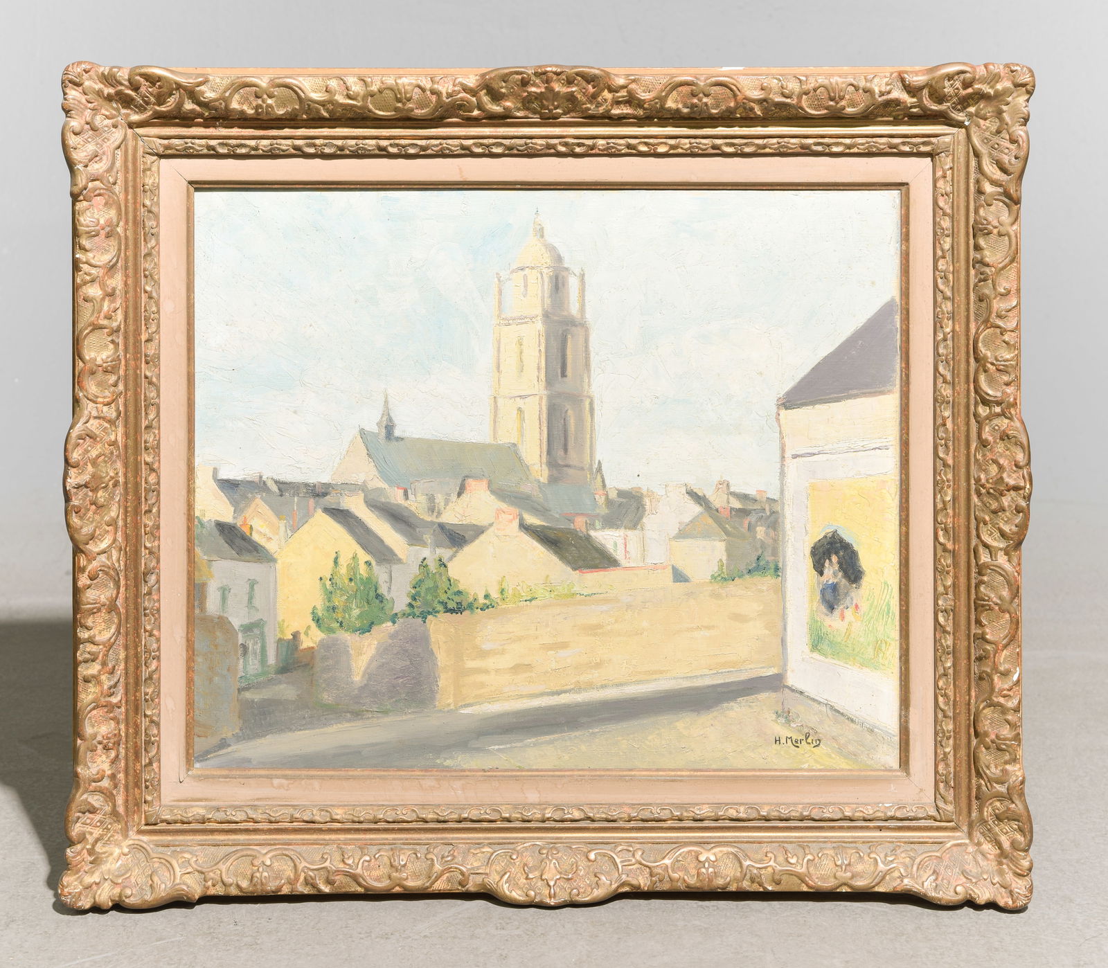 Gold Framed Oil on Canvas - Signed: Gold Framed Oil on Canvas - Signed - 21 in tall x 24 x 1.5