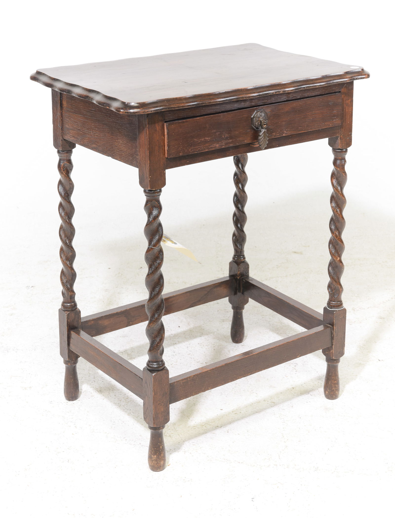 British Oak Barley Twist Single Drawer Side Table (1 of 3)