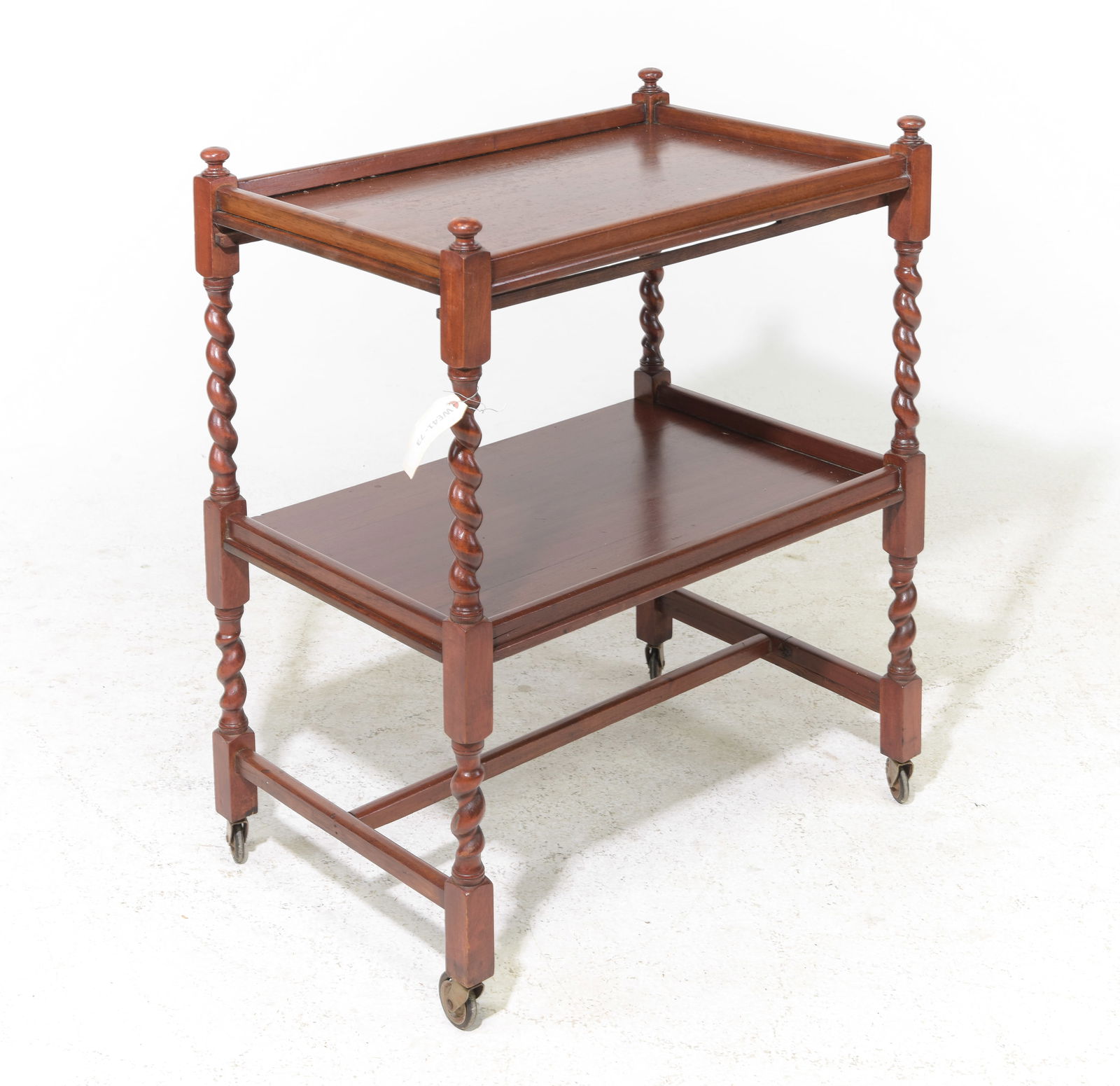 British Oak Barley Twist 2 Tier Trolley / Bar Cart: British Oak Barley Twist 2 Tier Trolley / Bar Cart - 31 in tall x 25.5 x 17