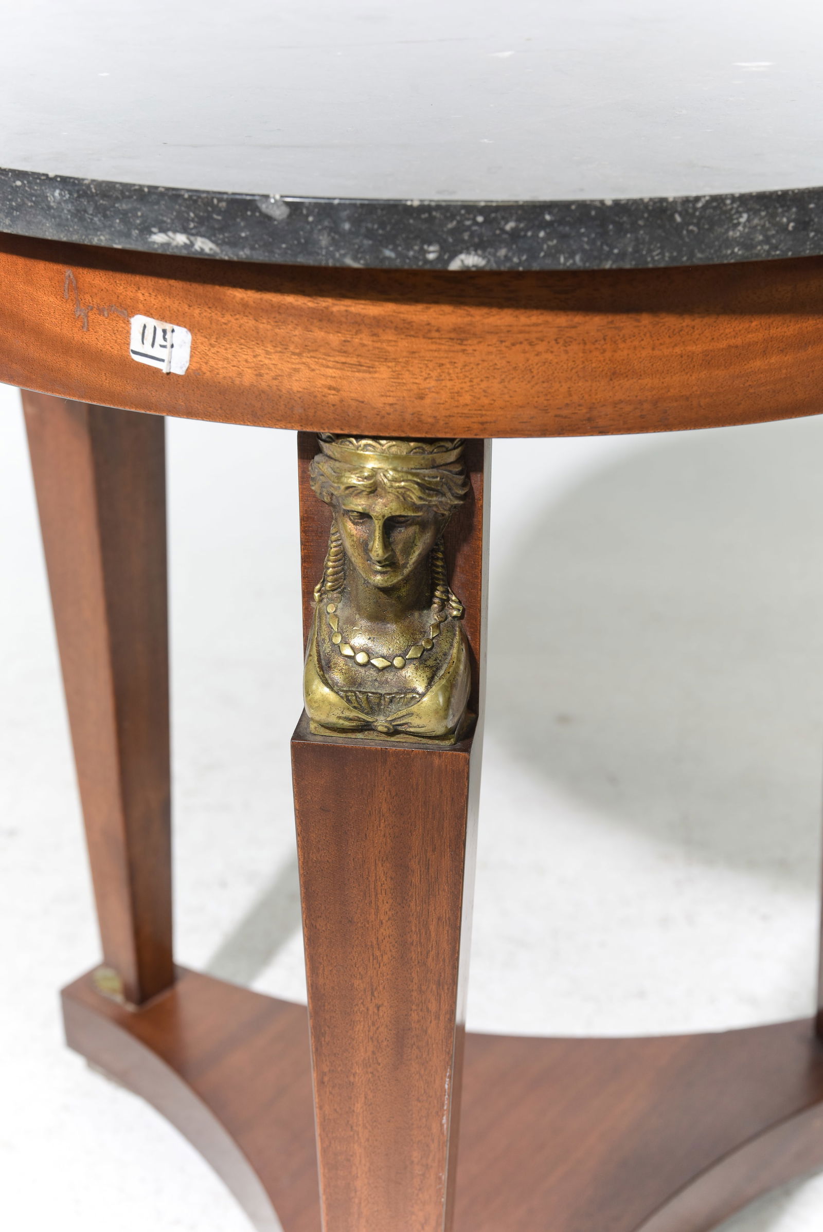 Empire Style Round Marble Top Side Table - 3