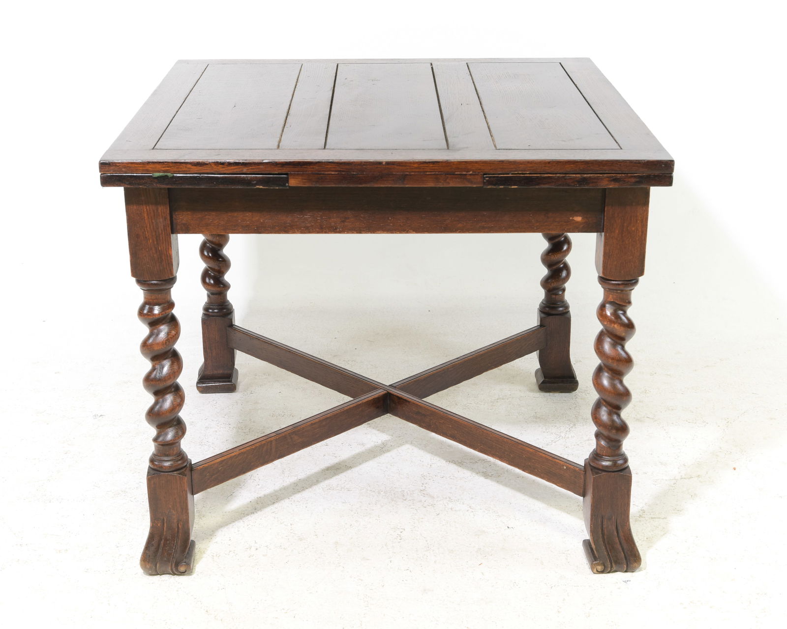 British Oak Barley Twist Draw Leaf Table (1 of 3)