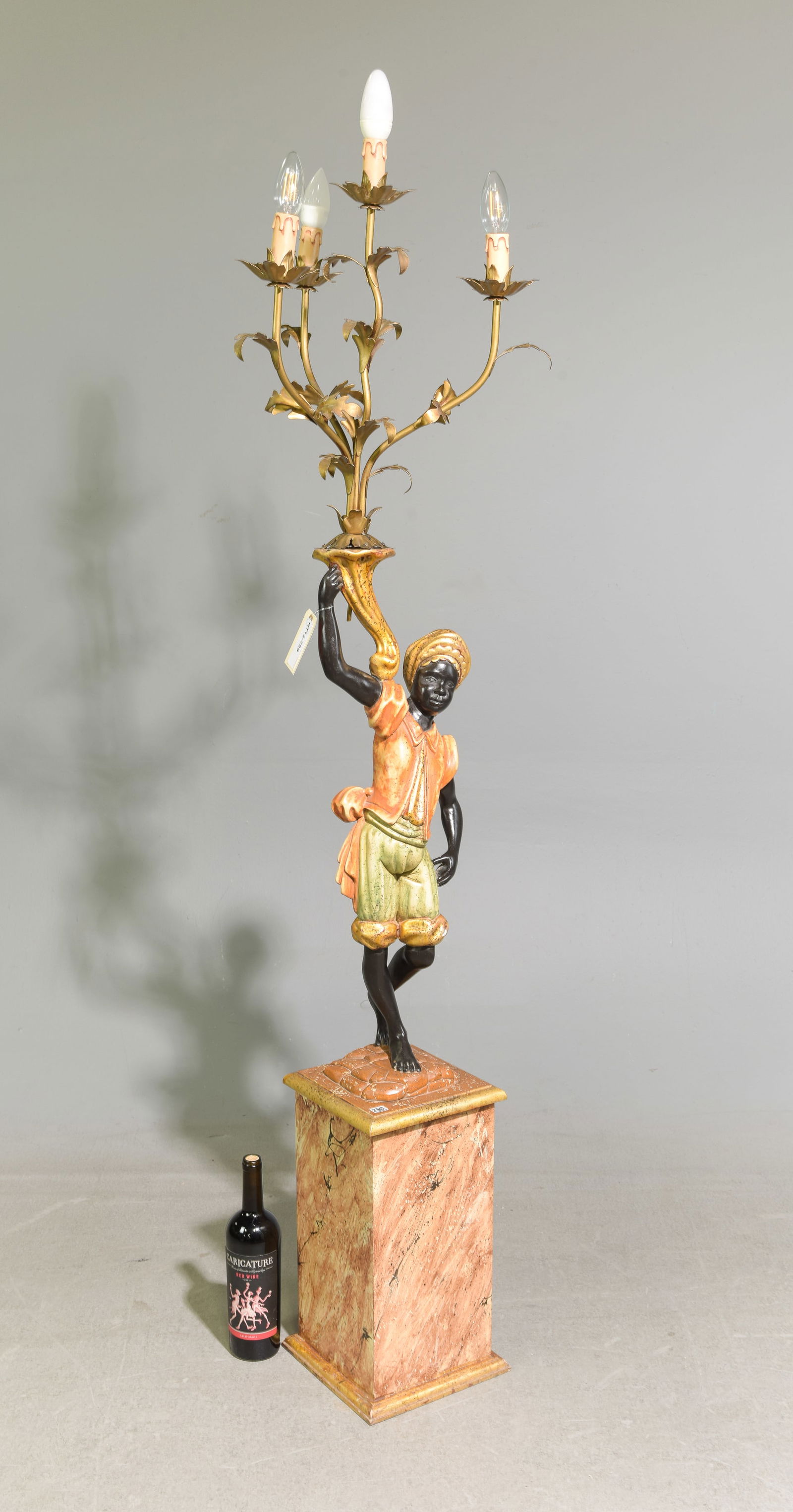 Blackamoor Polychrome Floor Lamp: Blackamoor Polychrome Floor Lamp - 45.5 in tall x 10 x 9