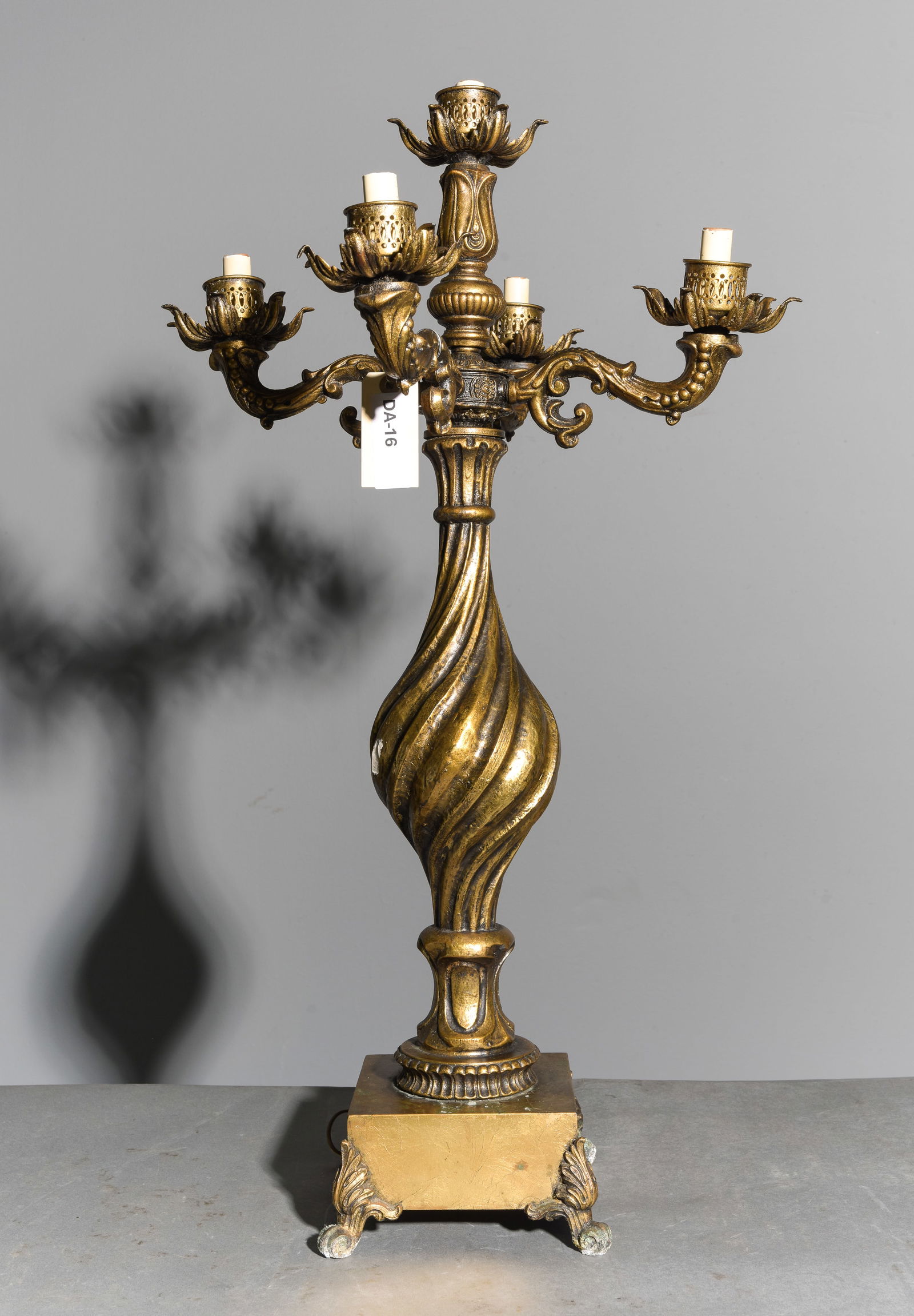 French Style Gold Finished American Wired Lamp: French Style Gold Finished American Wired Candelabra Lamp - 34 in tall x 20 x 20