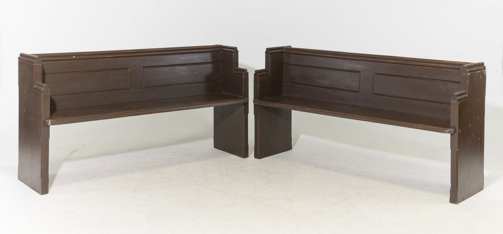 2 British Large Church Pews / Benches: 2 British Large Church Pews / Benches - 33 in tall x 62 x 19 with a seat height of 18.25 inches