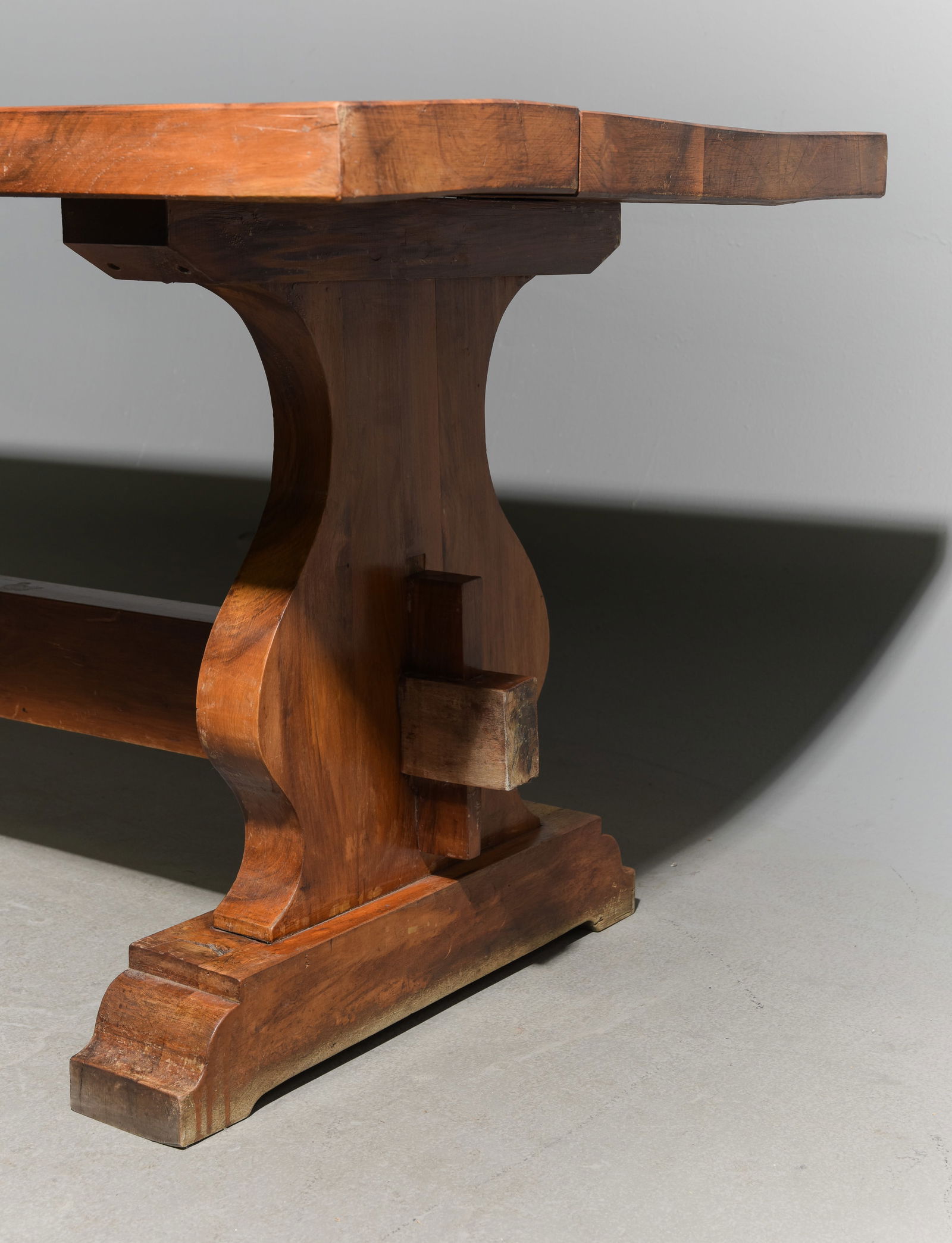 French Walnut Trestle Base Monastery Table - 4