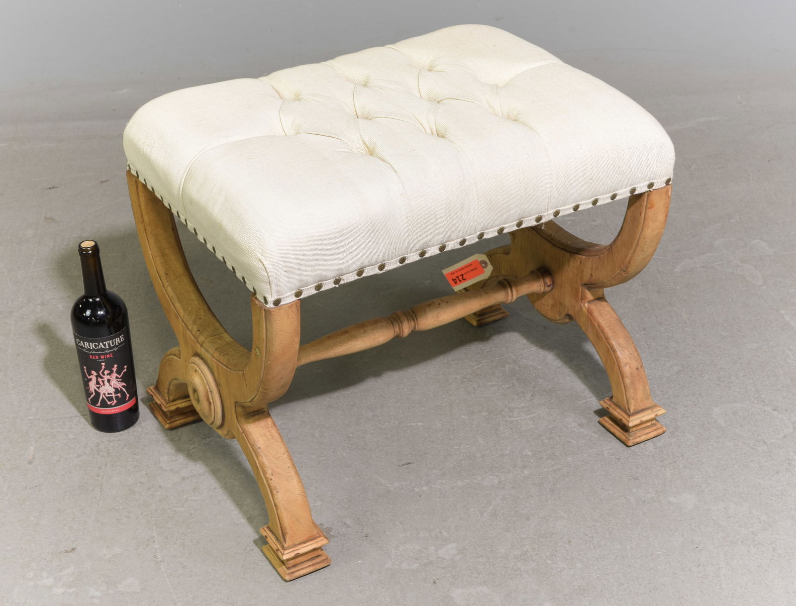 Coastal Button Tufted Upholstered Stool #1: Coastal Button Tufted Upholstered Stool / Ottoman - 20 in tall x 24 x 18