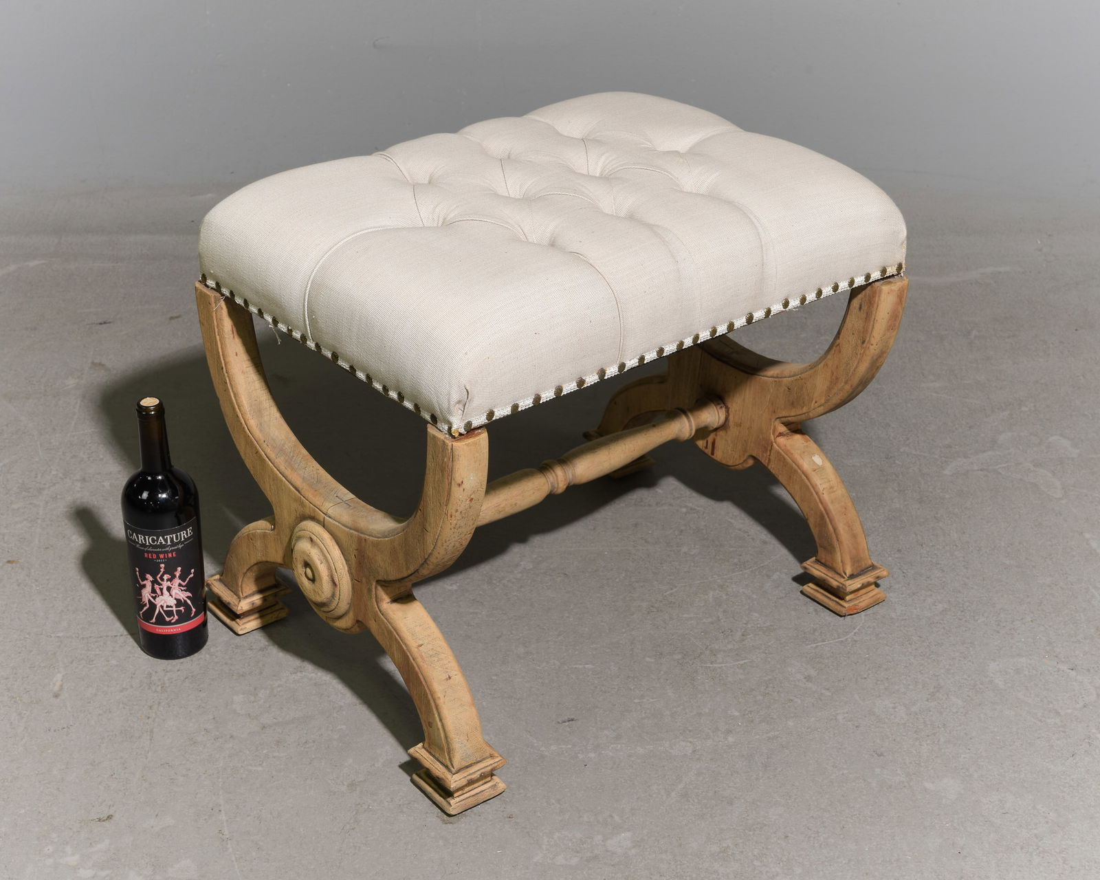 Coastal Button Tufted Upholstered Stool #2: Coastal Button Tufted Upholstered Stool / Ottoman - 20 in tall x 24 x 18