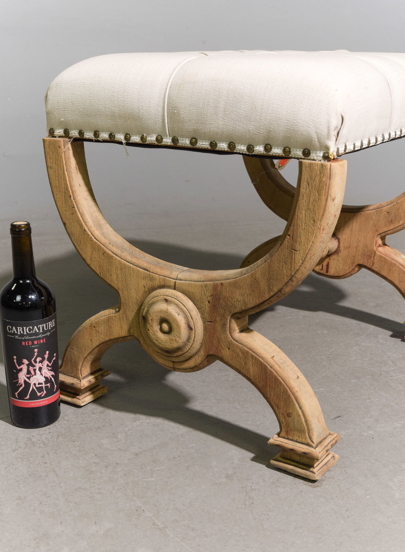 Coastal Button Tufted Upholstered Stool #2 - 3