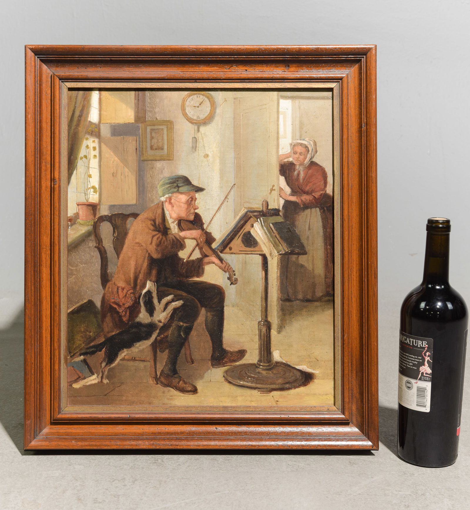 Antique Framed Oil on Canvas - Musician: Antique Framed Oil on Canvas - Musician - 20 in tall x 17.5 x 1.25, The art itself is 18.5 x 13