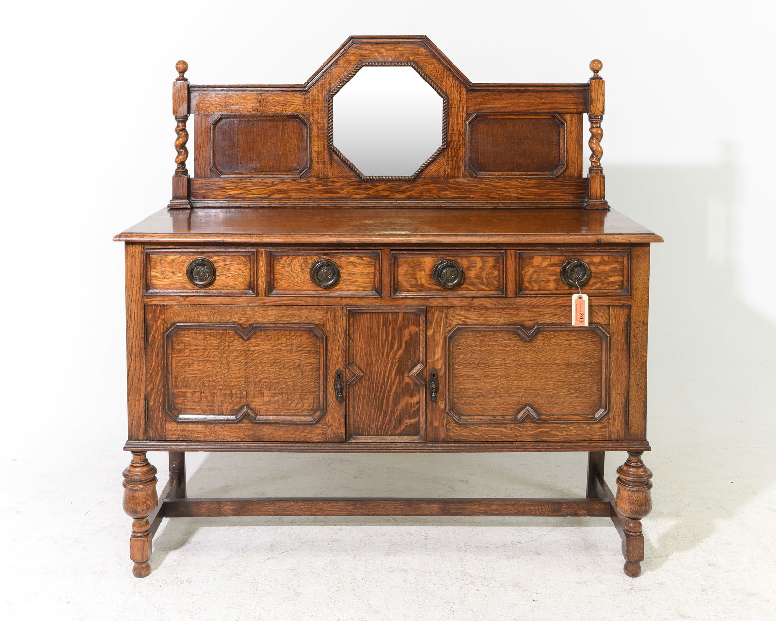 Jacobean Oak Mirror Back Barley Twist Sideboard (1 of 3)