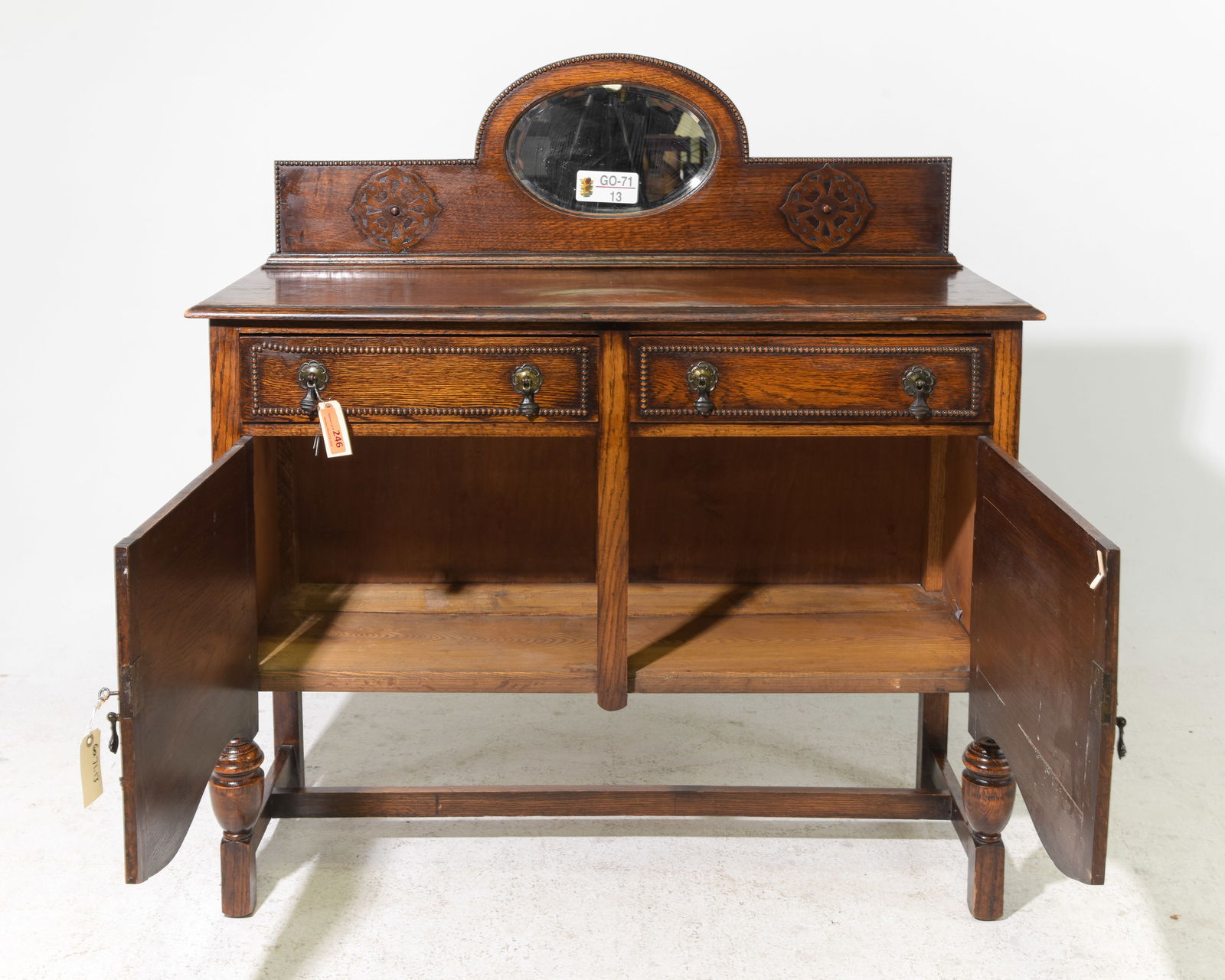 British Tudor Style Oak Buffet / Server - 2