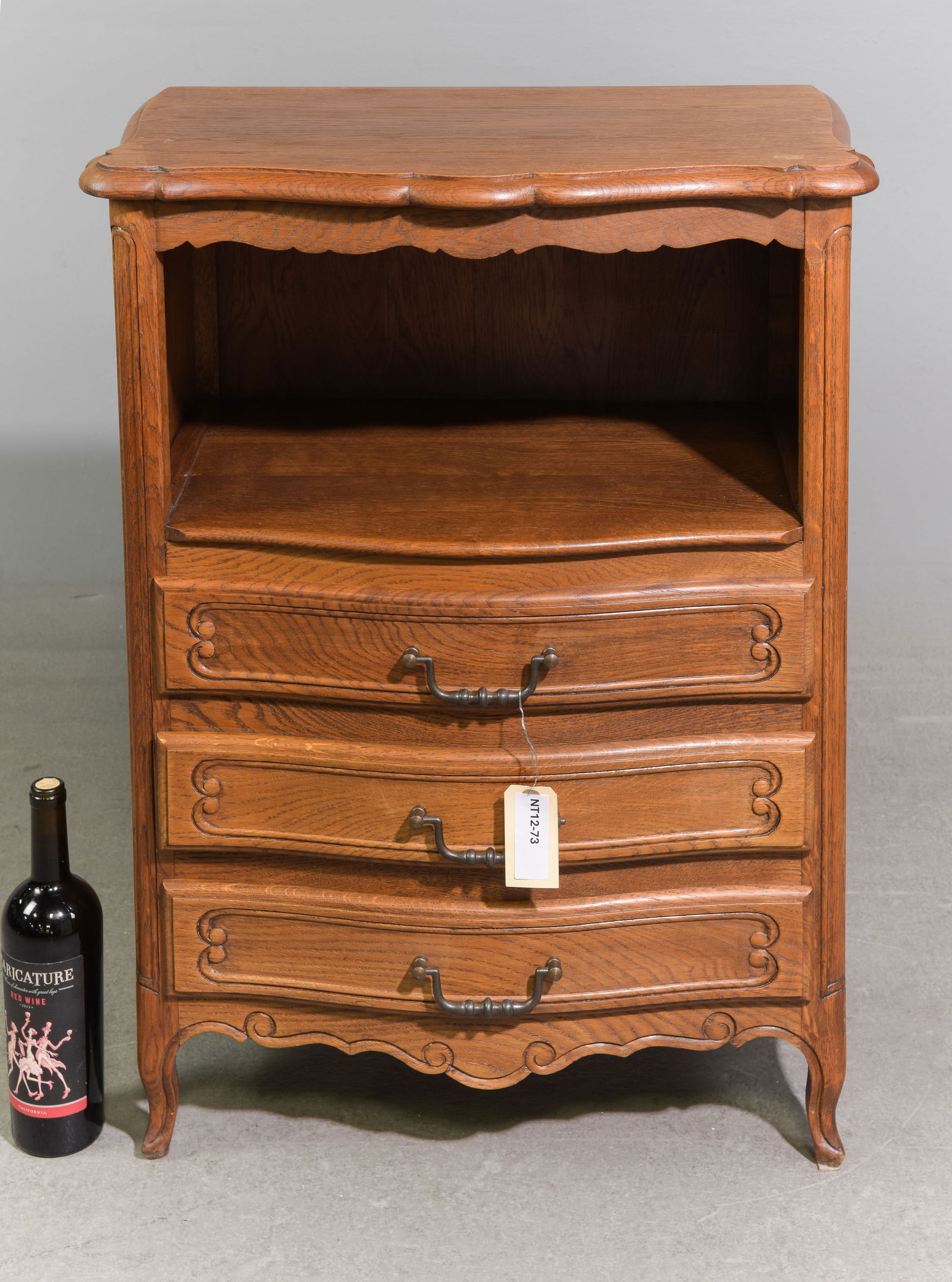 Louis XV Style Oak Occasional Cabinet with Drawers: French Louis XV Style Oak Occasional Cabinet with Drawers - 32 in tall x 24.25 x 15.75