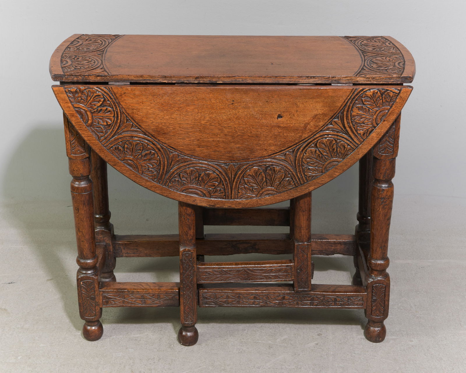 British Carved Oak Drop Leaf Gateleg Table #1 (1 of 4)