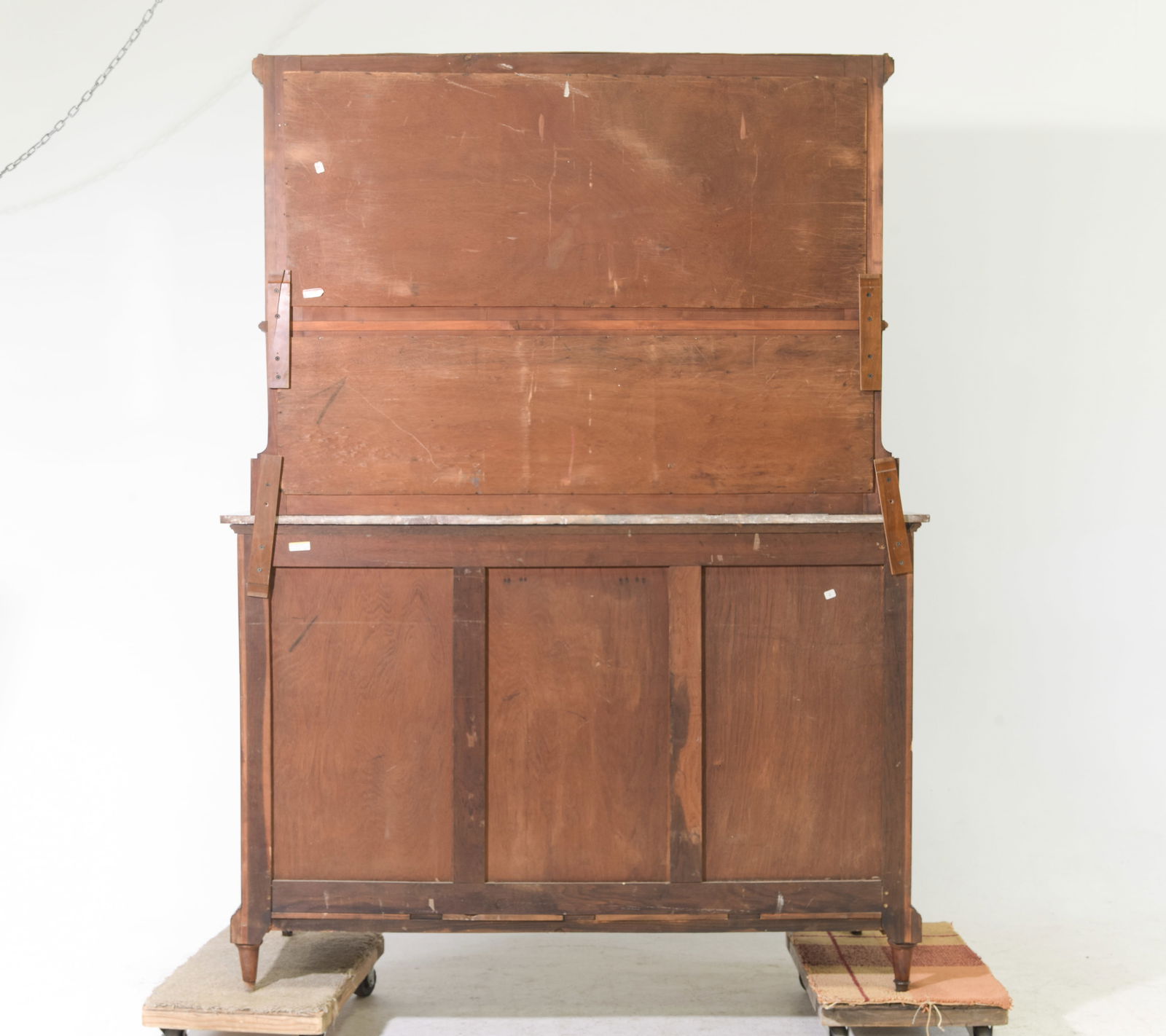 French Burled Walnut Marble Top Buffet - 9