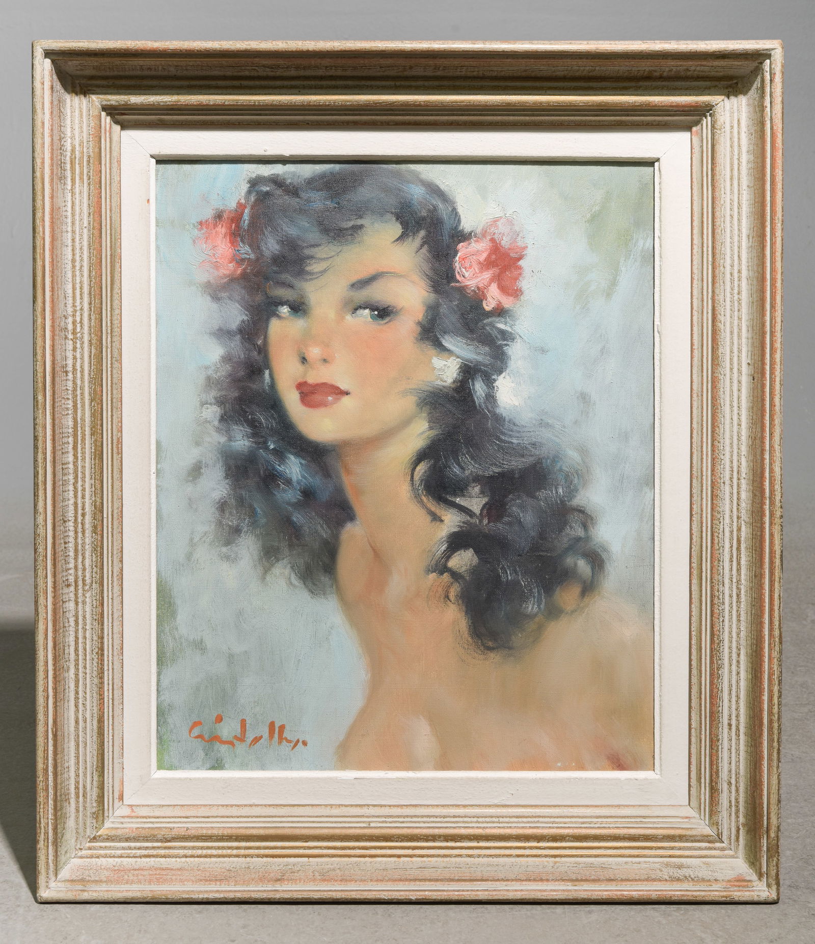 Framed Oil on Canvas Portrait of a Woman: Framed Oil on Canvas Portrait of a Woman - This is signed - 23.75 in tall x 20.5 x 3, The work itself is 17.5 x 14.5