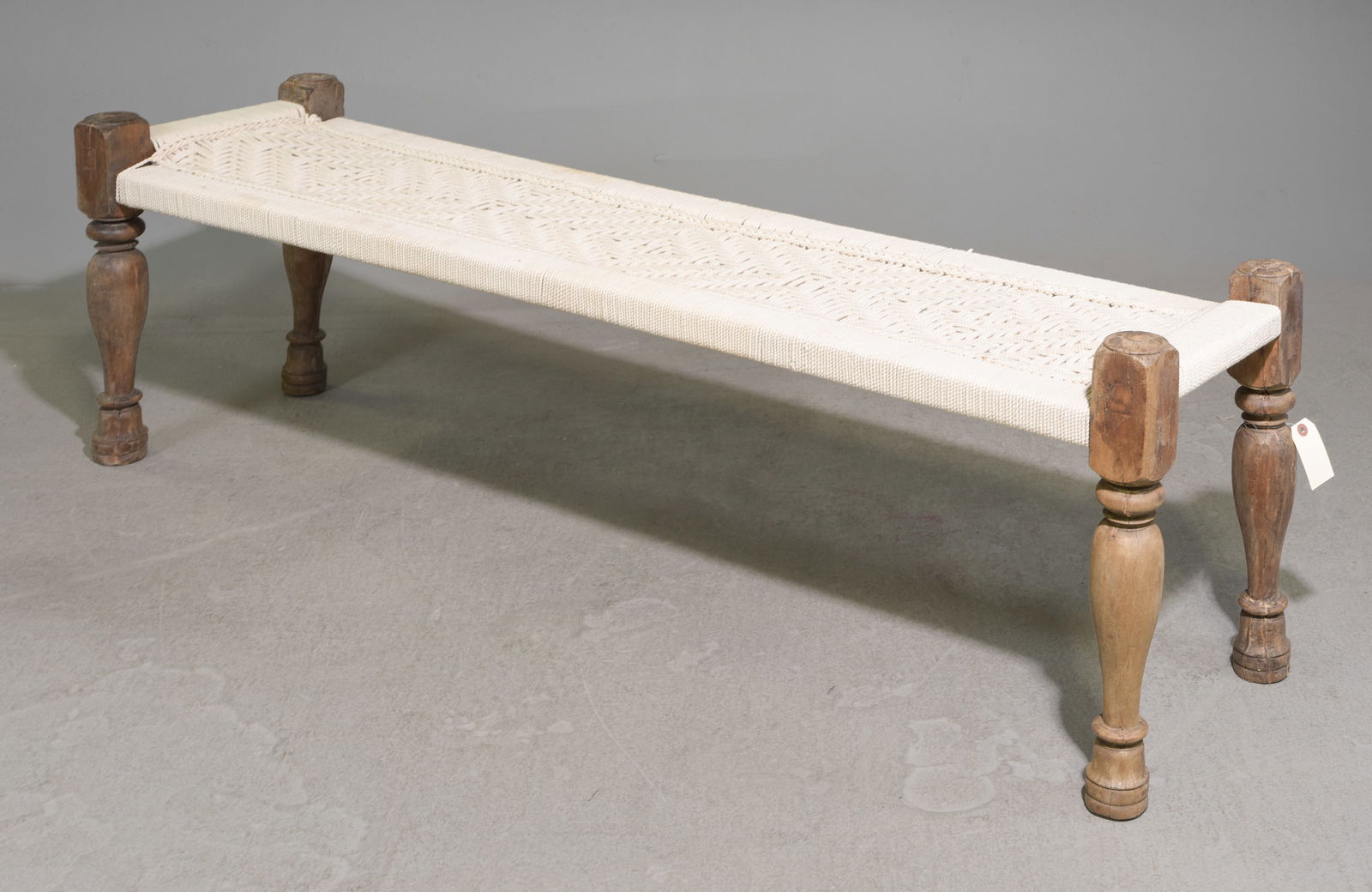 Farmhouse Style Woven Rope Long Bench: Farmhouse Style Woven Rope Long Bench - 21 in tall x 72 x 17