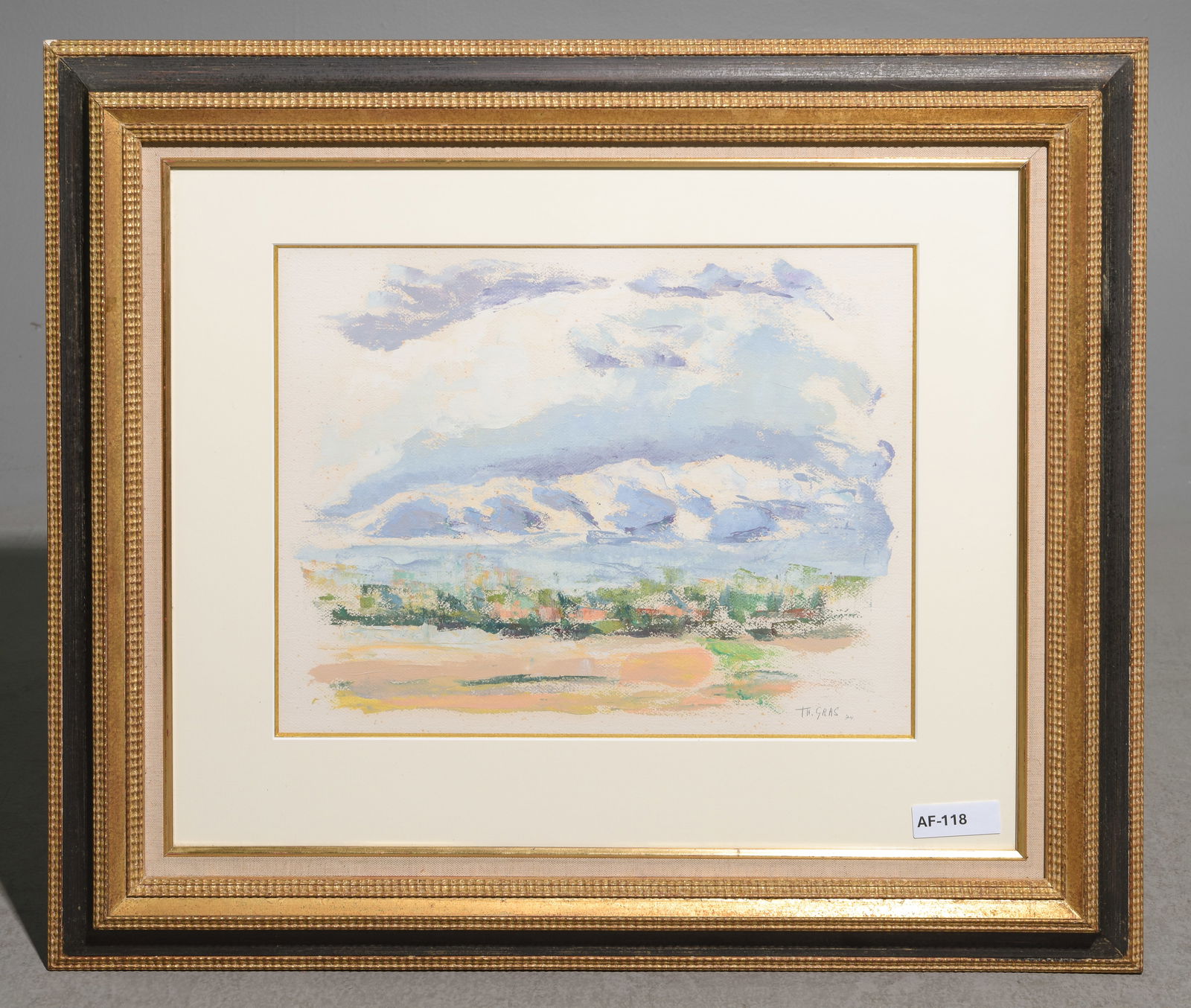 T.H. Gras Wood Framed Landscape: T.H. Gras Wood Framed Landscape - 28.5 in tall x 34 x 2