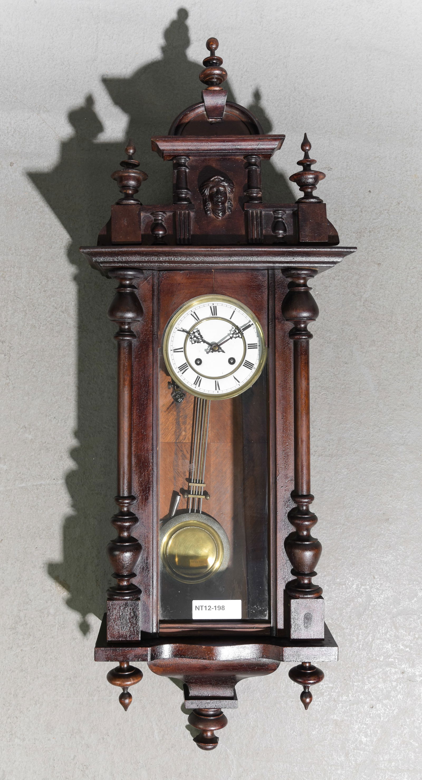 French Henri II Style Mahogany Wall Clock #1: French Henri II Style Mahogany Wall Clock - 40 in tall x 14.5 x 7