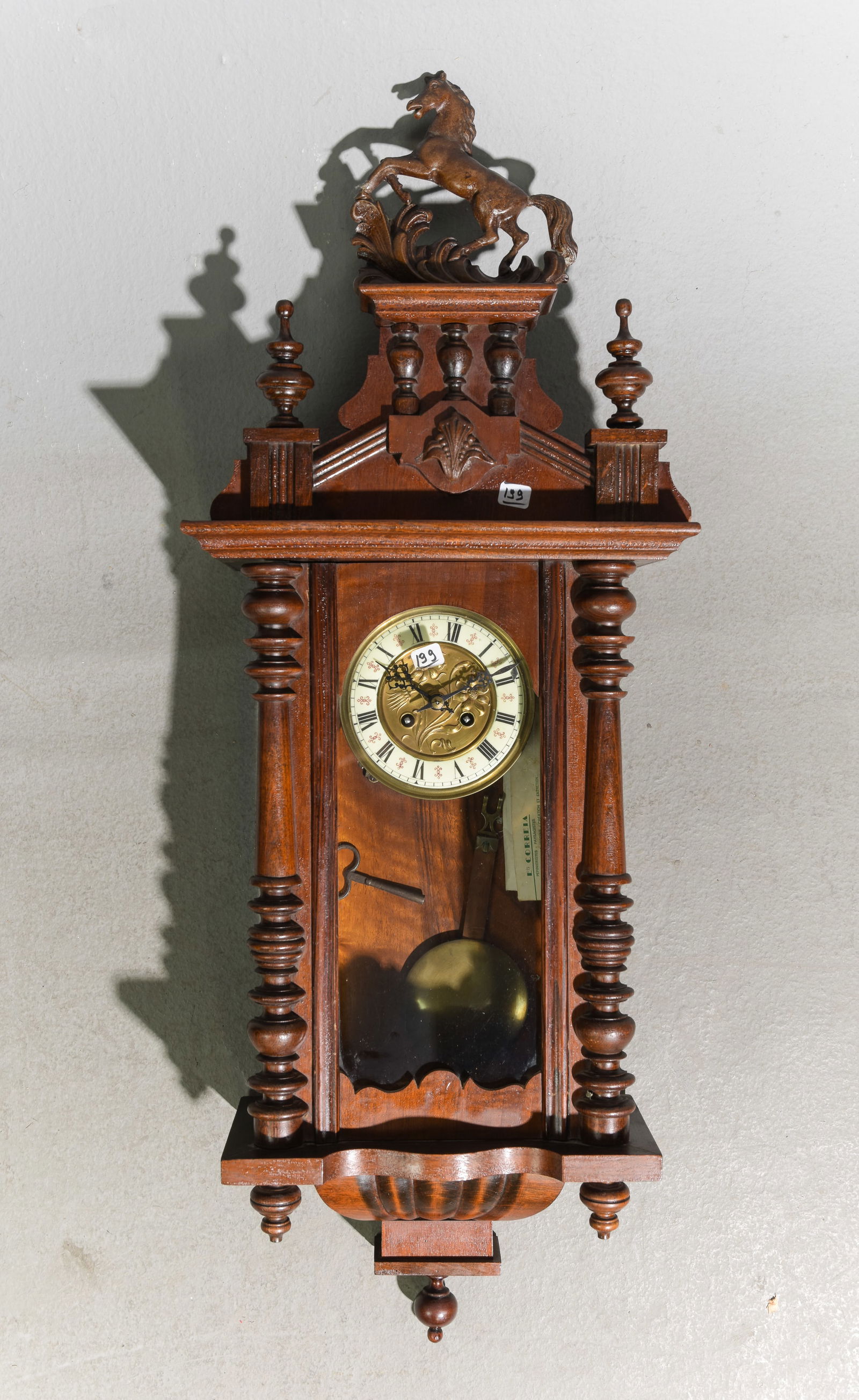 French Henri II Style Mahogany Wall Clock #2 (1 of 4)