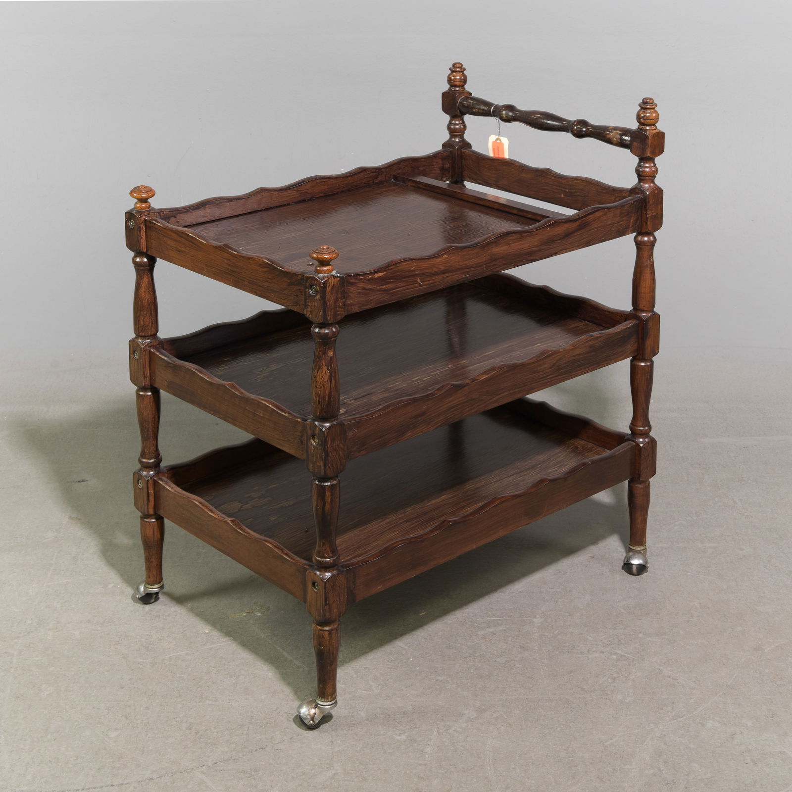 French Oak Three Tier Trolley / Cart: French Oak Three Tier Trolley / Cart - 31 in tall x 16.5 x 24.5