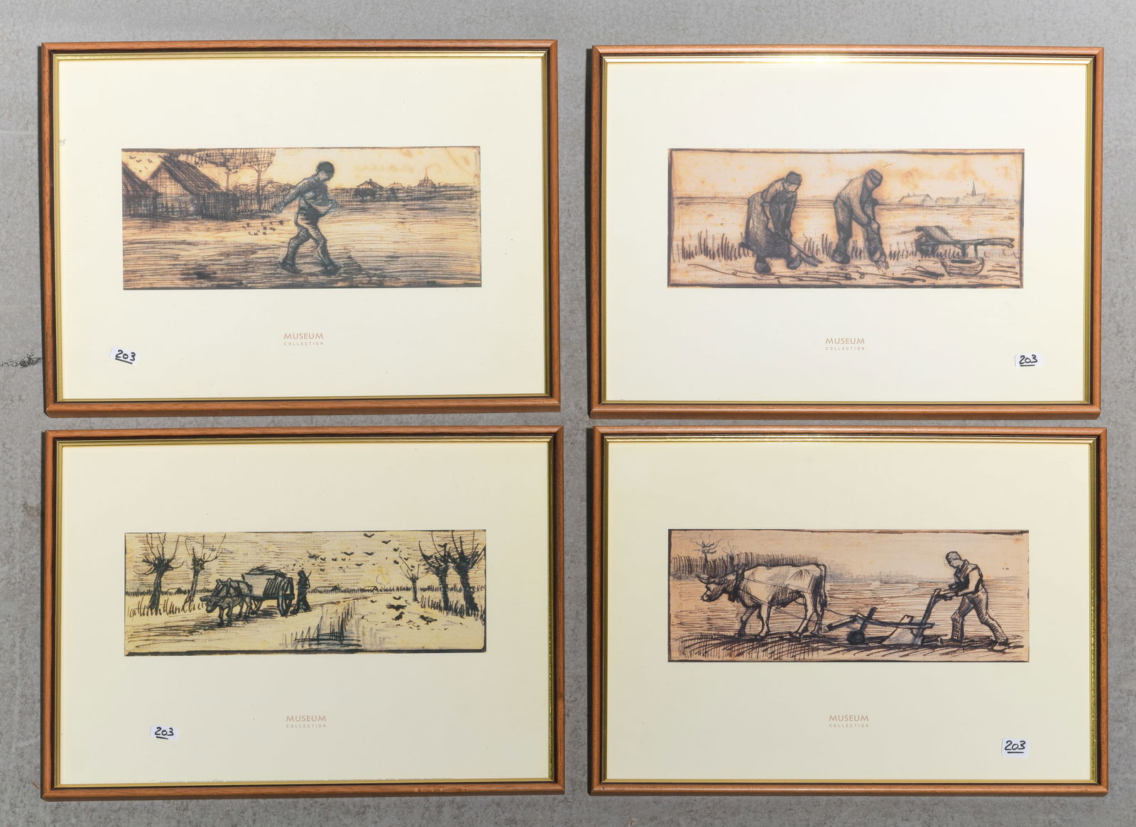4 French Framed Engraving Prints: 4 French Framed Engraving Prints - 12.5 in tall x 16.5 x 1 each