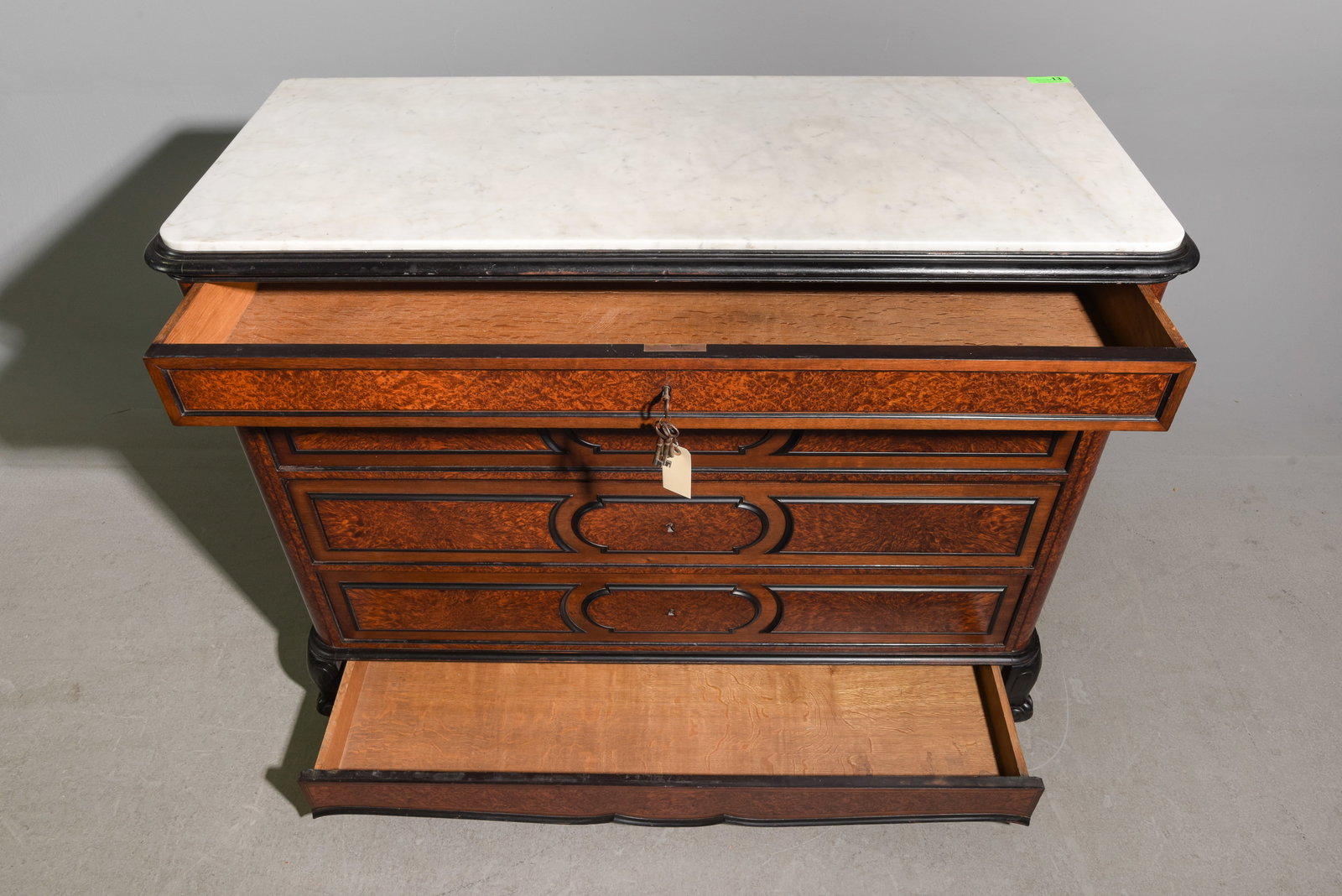 Louis Philippe Style White Marble Top Chest - 2