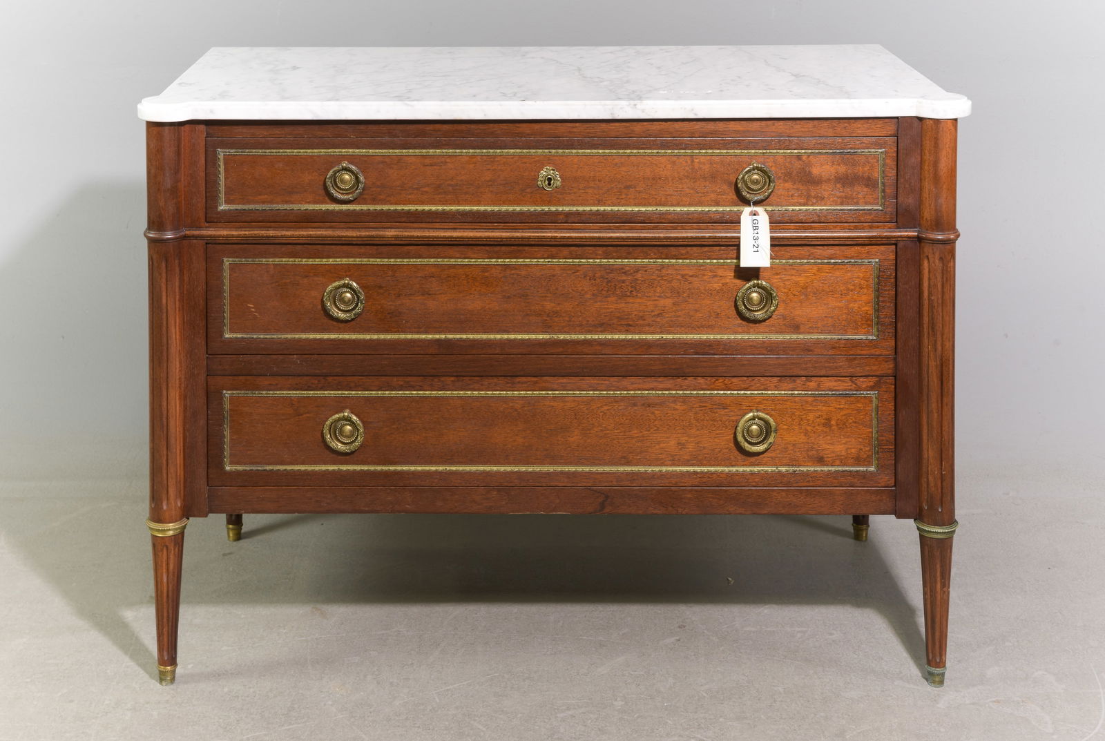 Louis XVI Style White Marble Top Chest #1 (1 of 5)