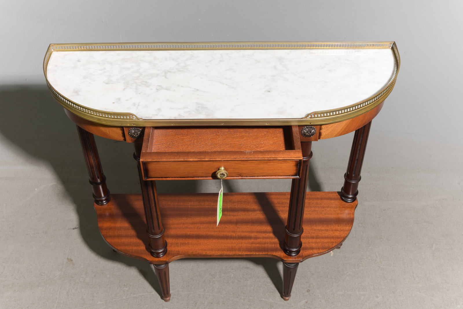 Louis XVI Style White Marble Top Hall Table - 2