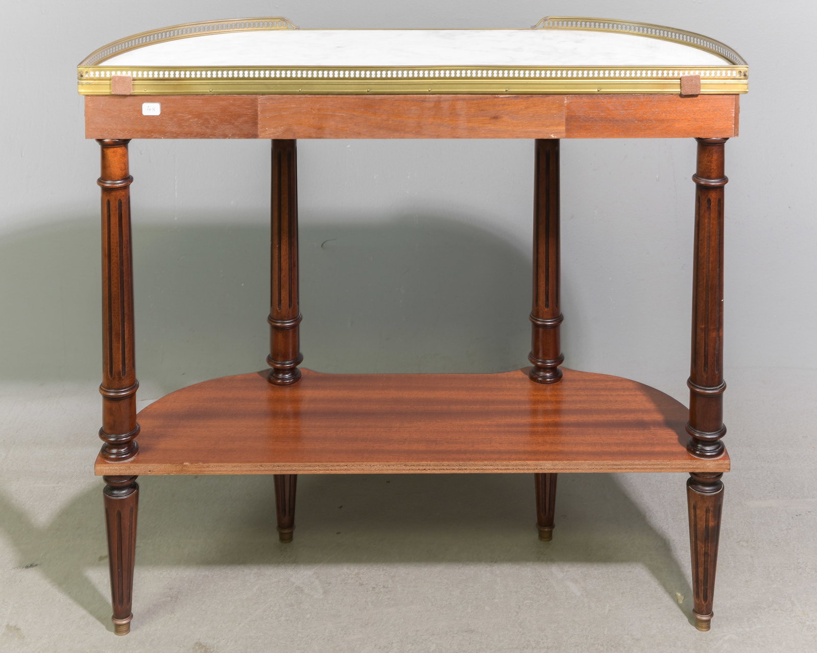 Louis XVI Style White Marble Top Hall Table - 4