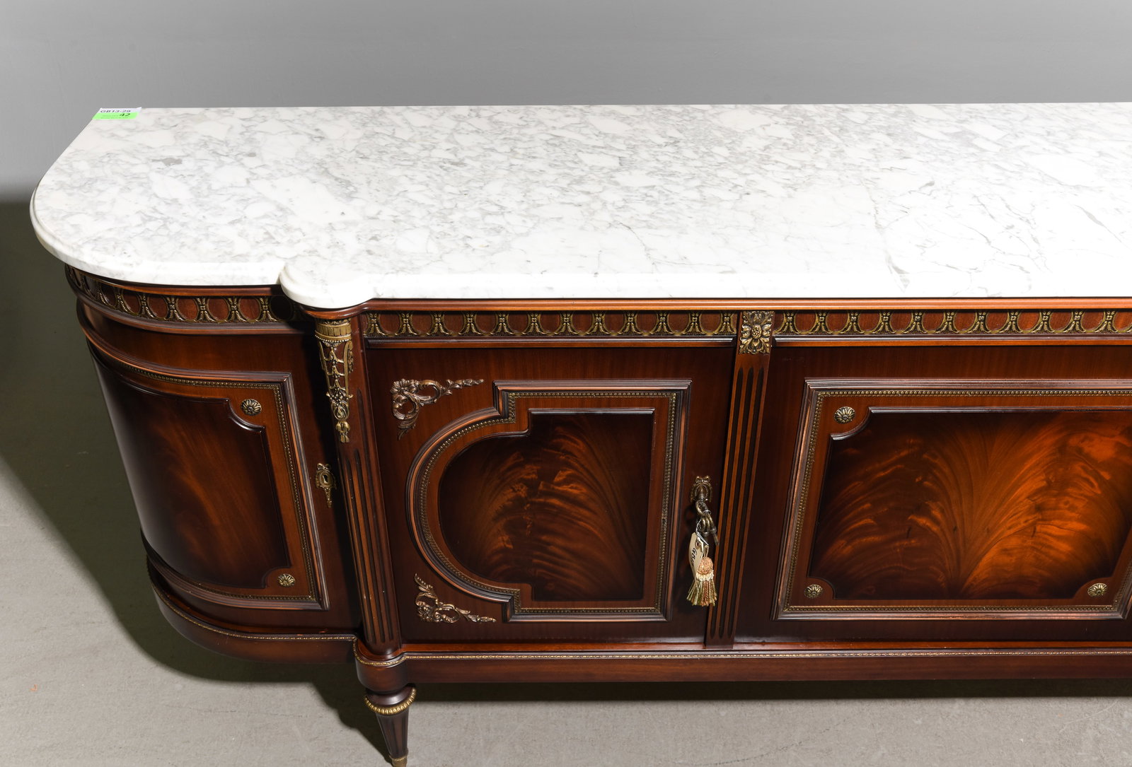 Louis XVI Style White Marble Top Curved Sideboard - 3
