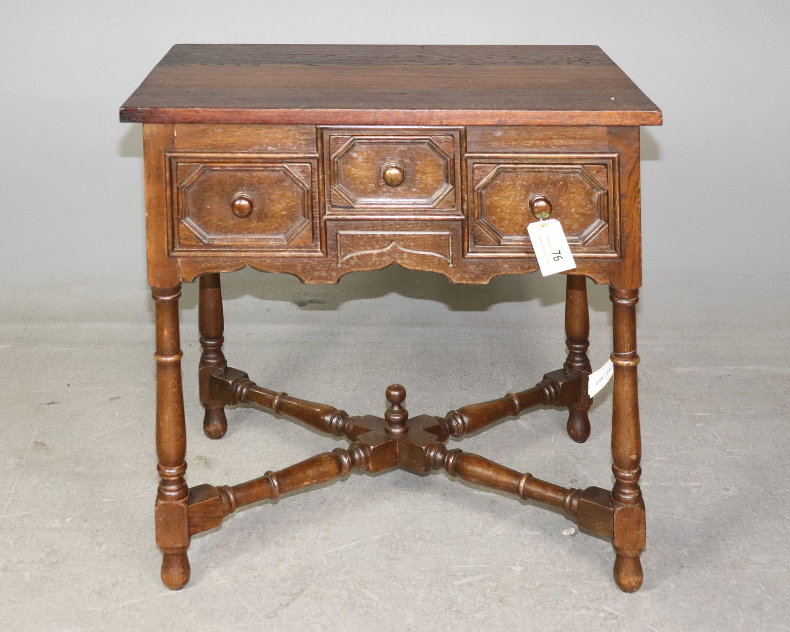 British Oak Jacobean Style 3 Drawer Table (1 of 7)