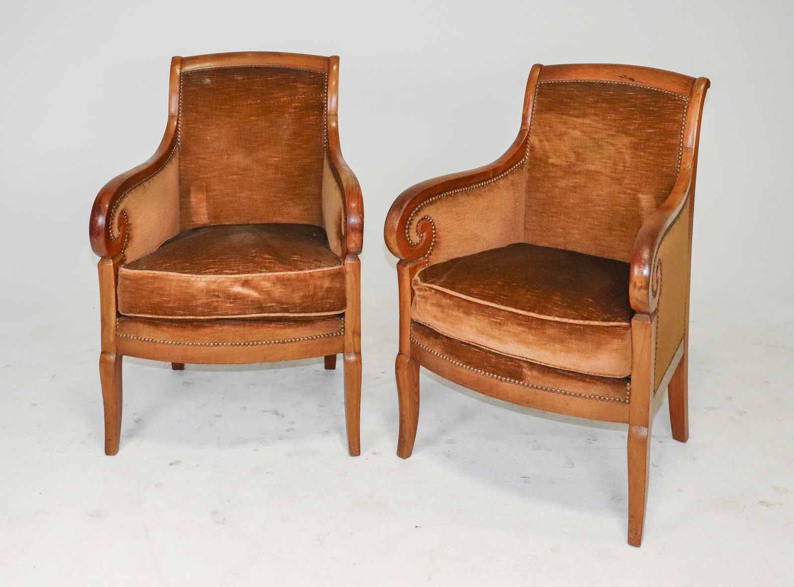 Two Upholstered French Style Chairs in Walnut (1 of 7)
