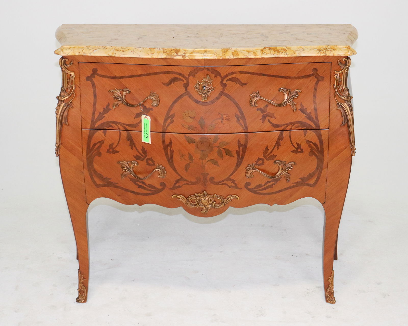 French Louis Phillipe Style Marble Top Inlaid Chest #2 (1 of 5)