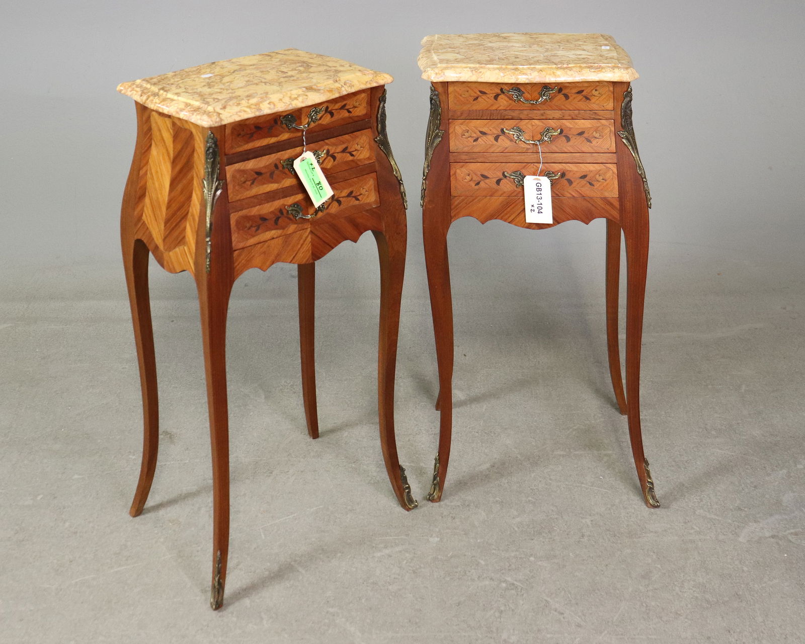 2 French Louis Phillipe Style Marble Top Nightstands (1 of 4)