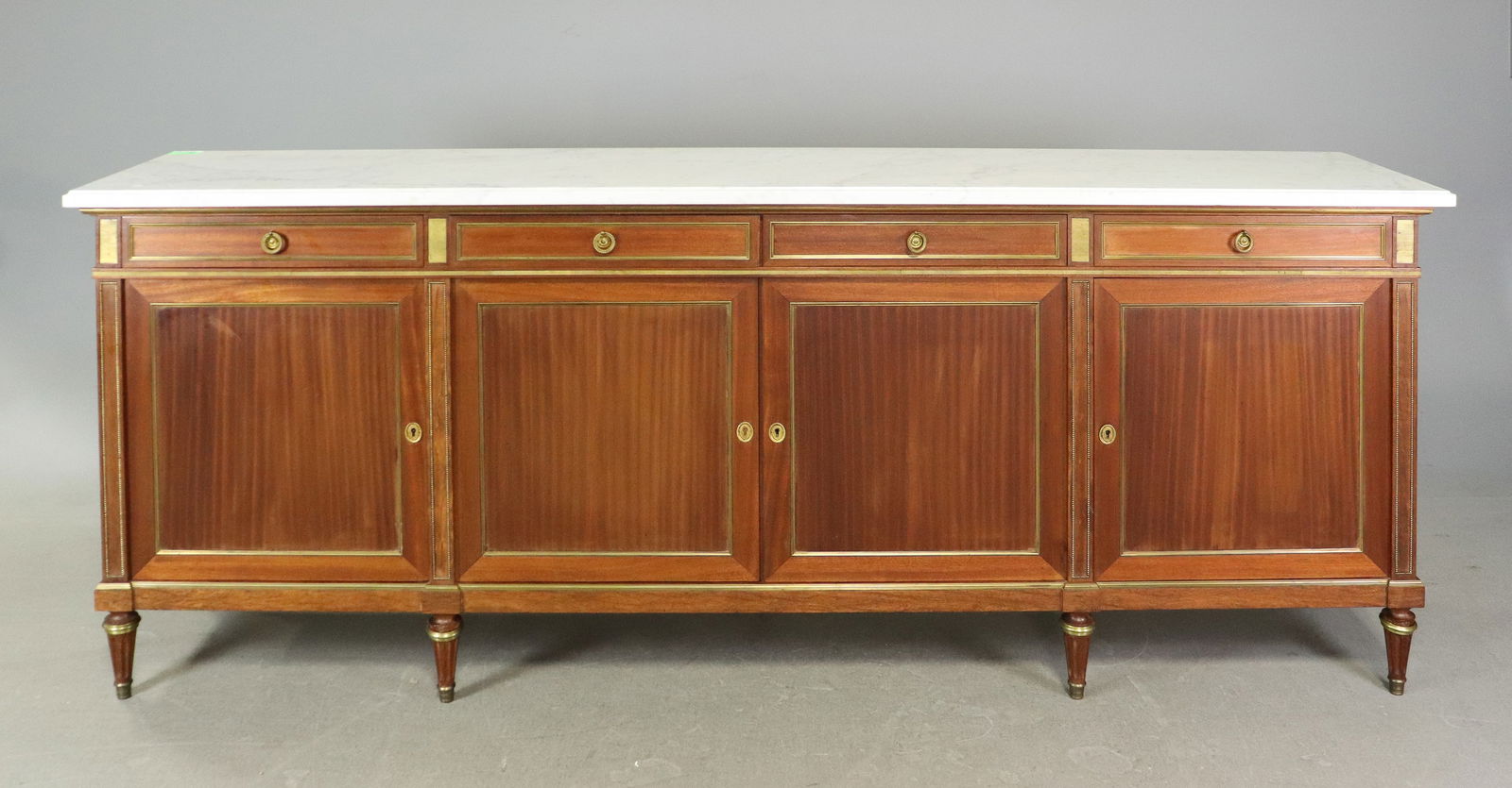 French Louis XVI Style Marble Top Mahogany Sideboard (1 of 6)